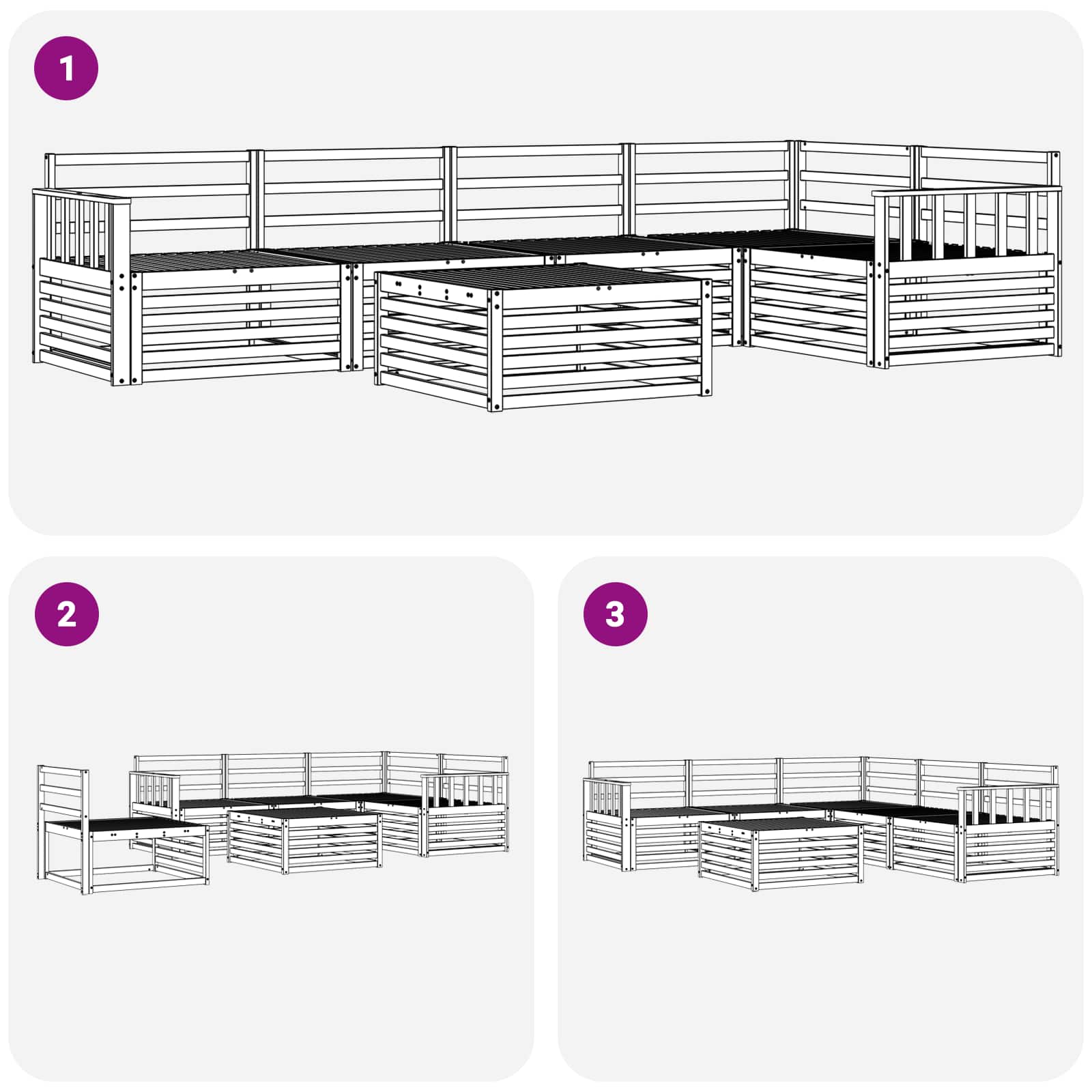 Ensemble de canapés d'extérieur 6 pcs Naturel - XIOS