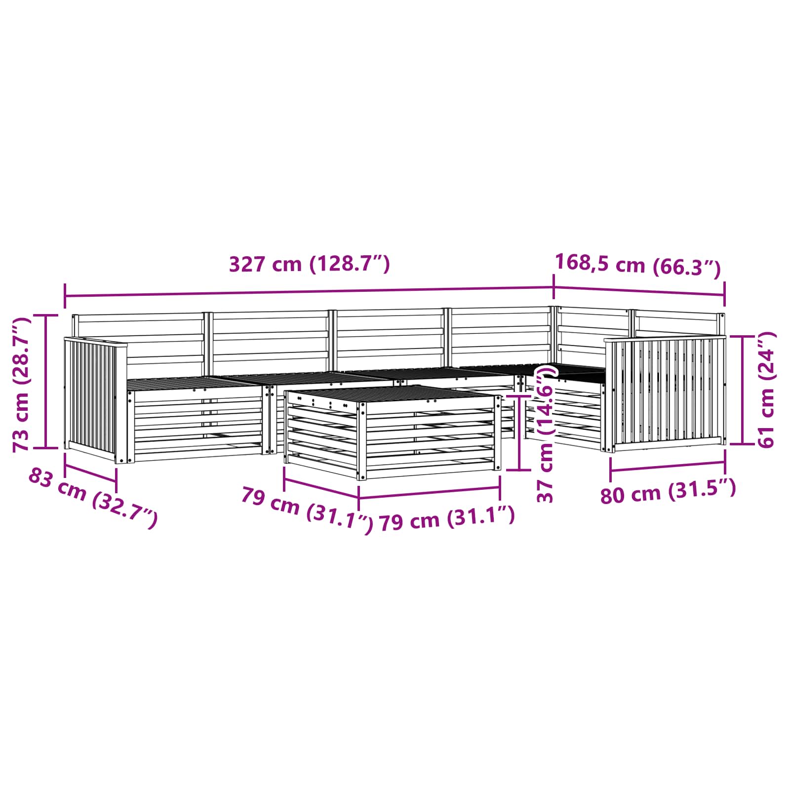 Ensemble de canapés d'extérieur 6 pcs Naturel - XIOS