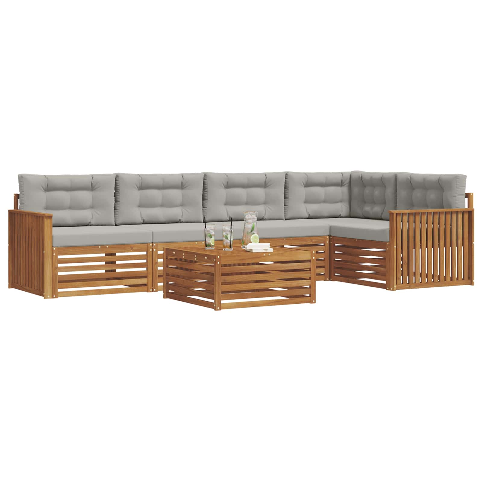 Ensemble de canapés d'extérieur 6 pcs Gris Naturel et Clair - XIOS
