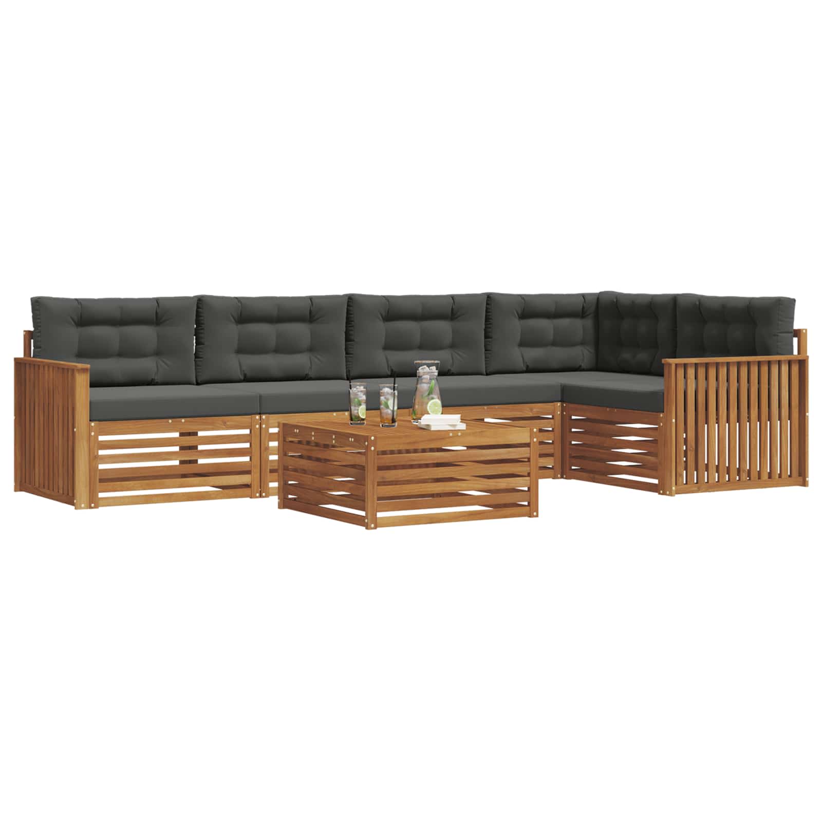 Ensemble de canapés d'extérieur 6 pcs Naturel et Anthracite - XIOS