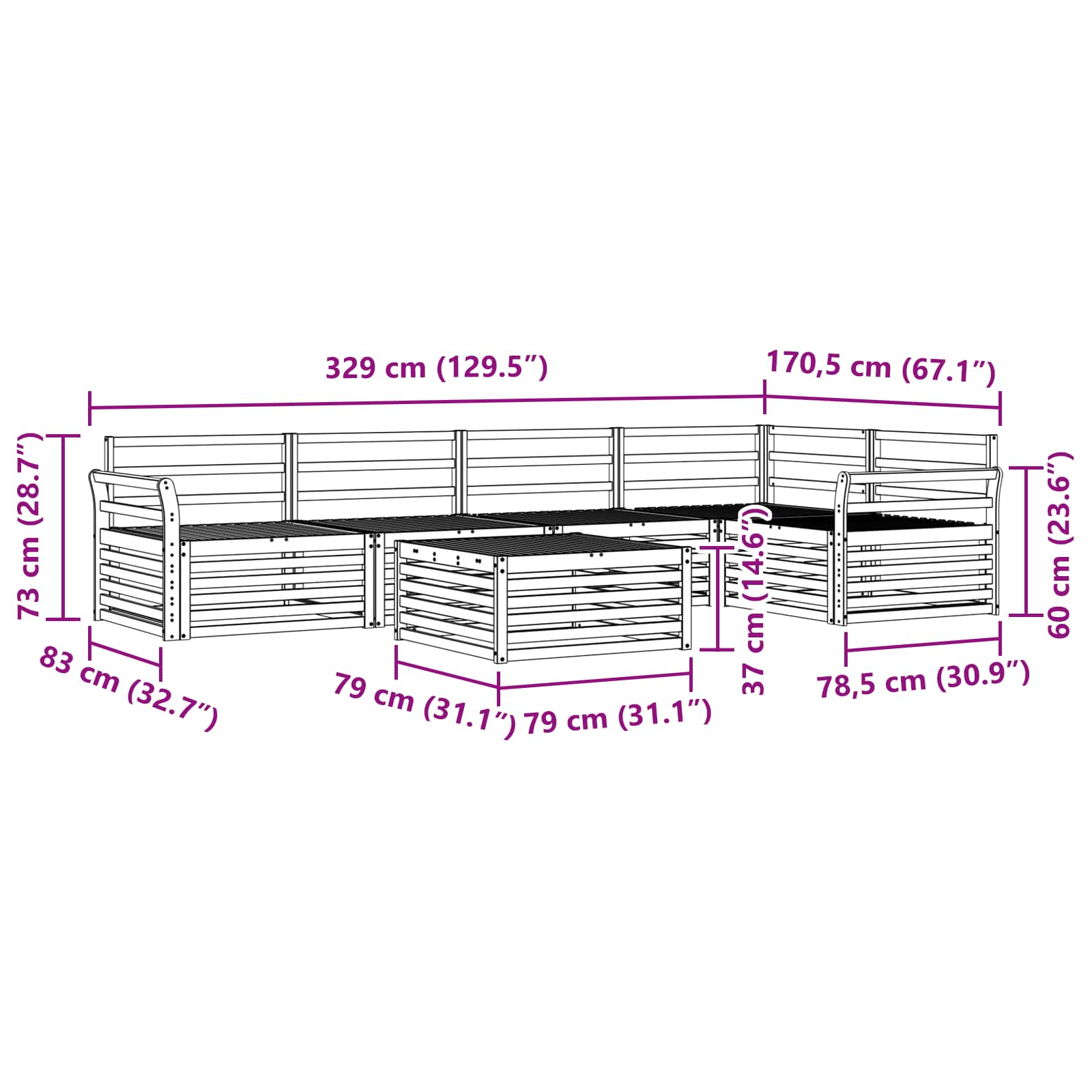Ensemble de canapés d'extérieur 6 pcs Naturel - XIOS