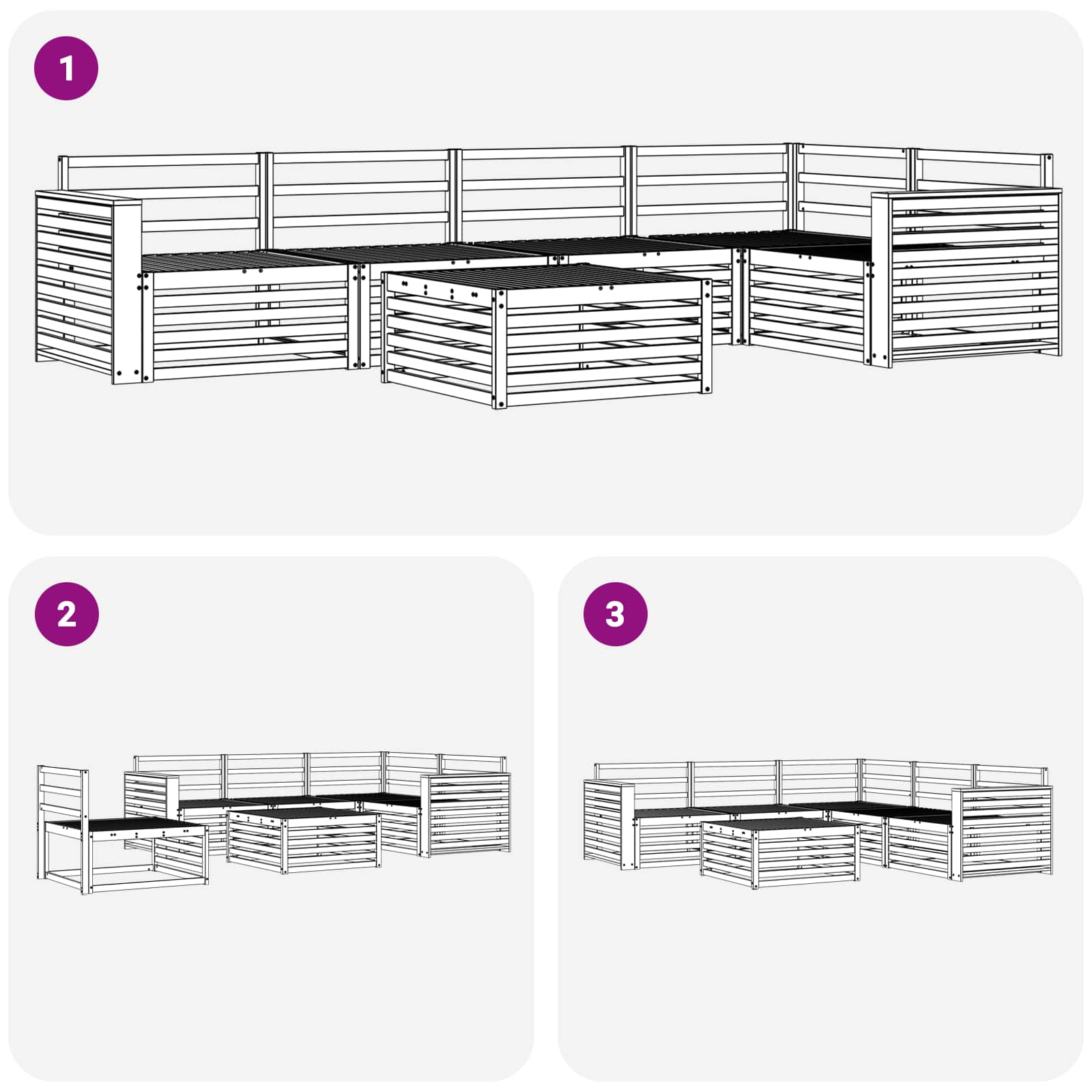 Ensemble de canapés d'extérieur 6 pcs Naturel - XIOS