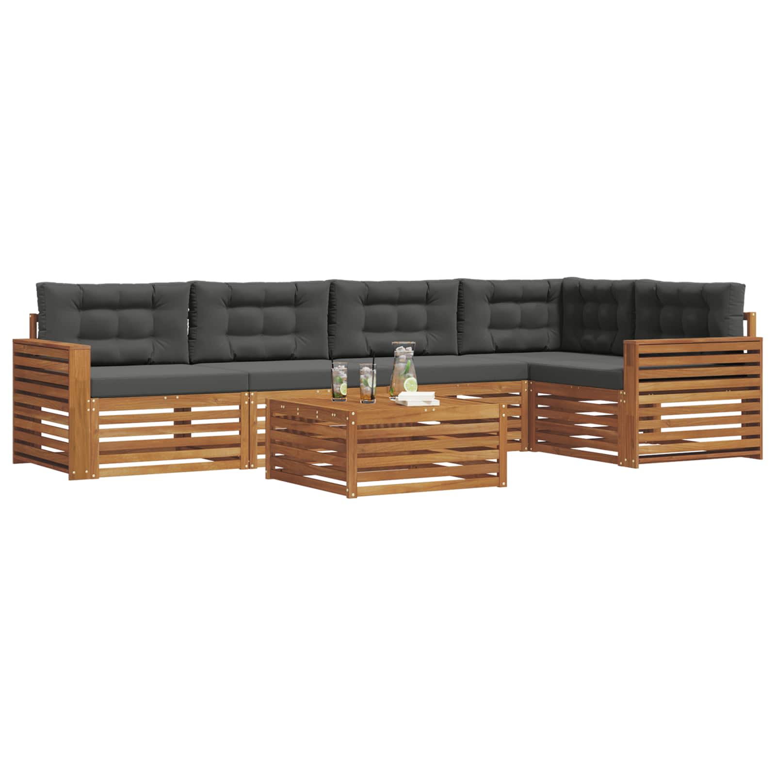 Ensemble de canapés d'extérieur 6 pcs Naturel et Anthracite - XIOS