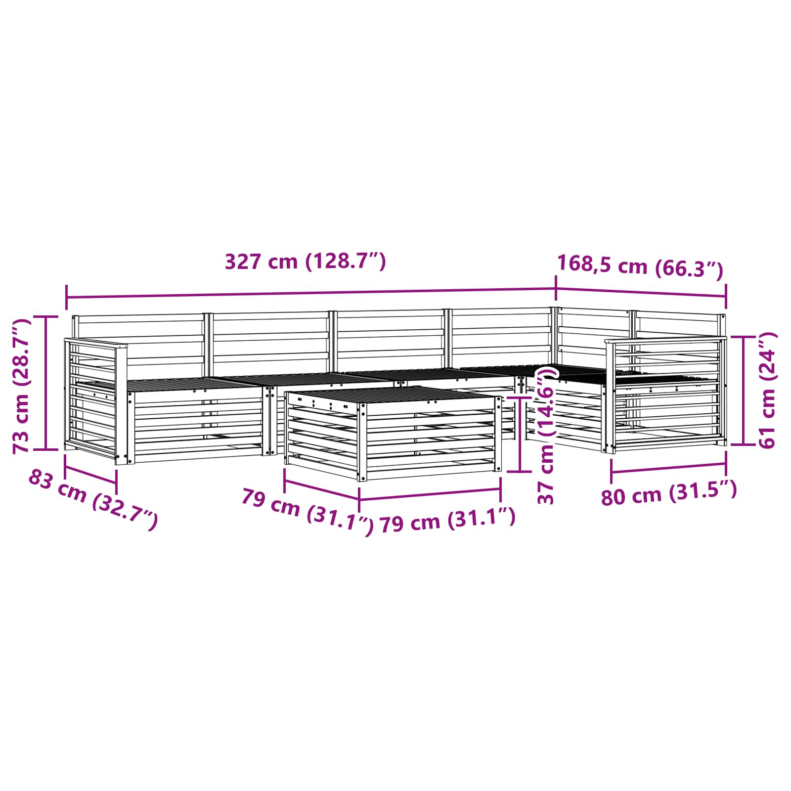 Ensemble de canapés d'extérieur 6 pcs Naturel - XIOS