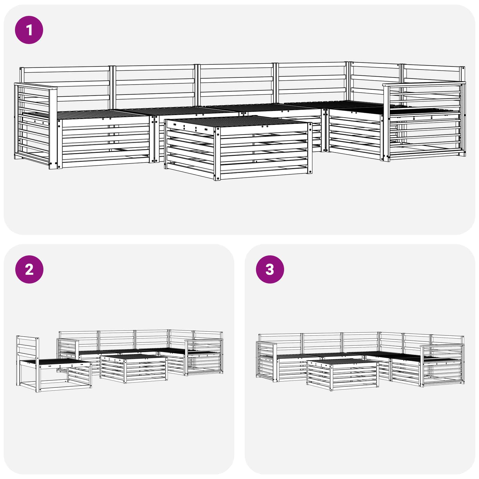 Ensemble de canapés d'extérieur 6 pcs Naturel - XIOS
