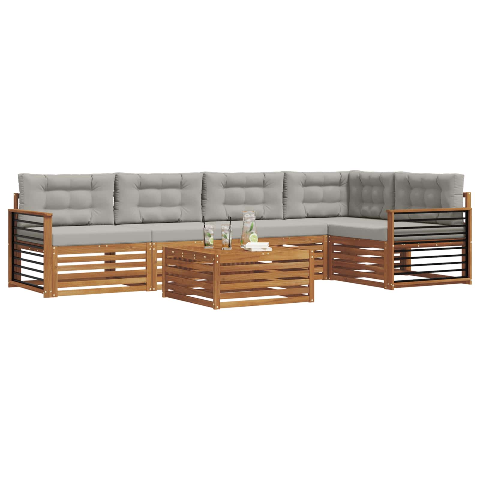Ensemble de canapés d'extérieur 6 pcs Gris Naturel et Clair - XIOS