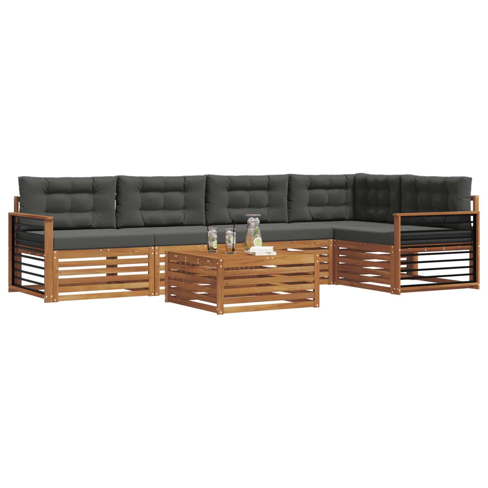 Ensemble de canapés d'extérieur 6 pcs Naturel et Anthracite - XIOS