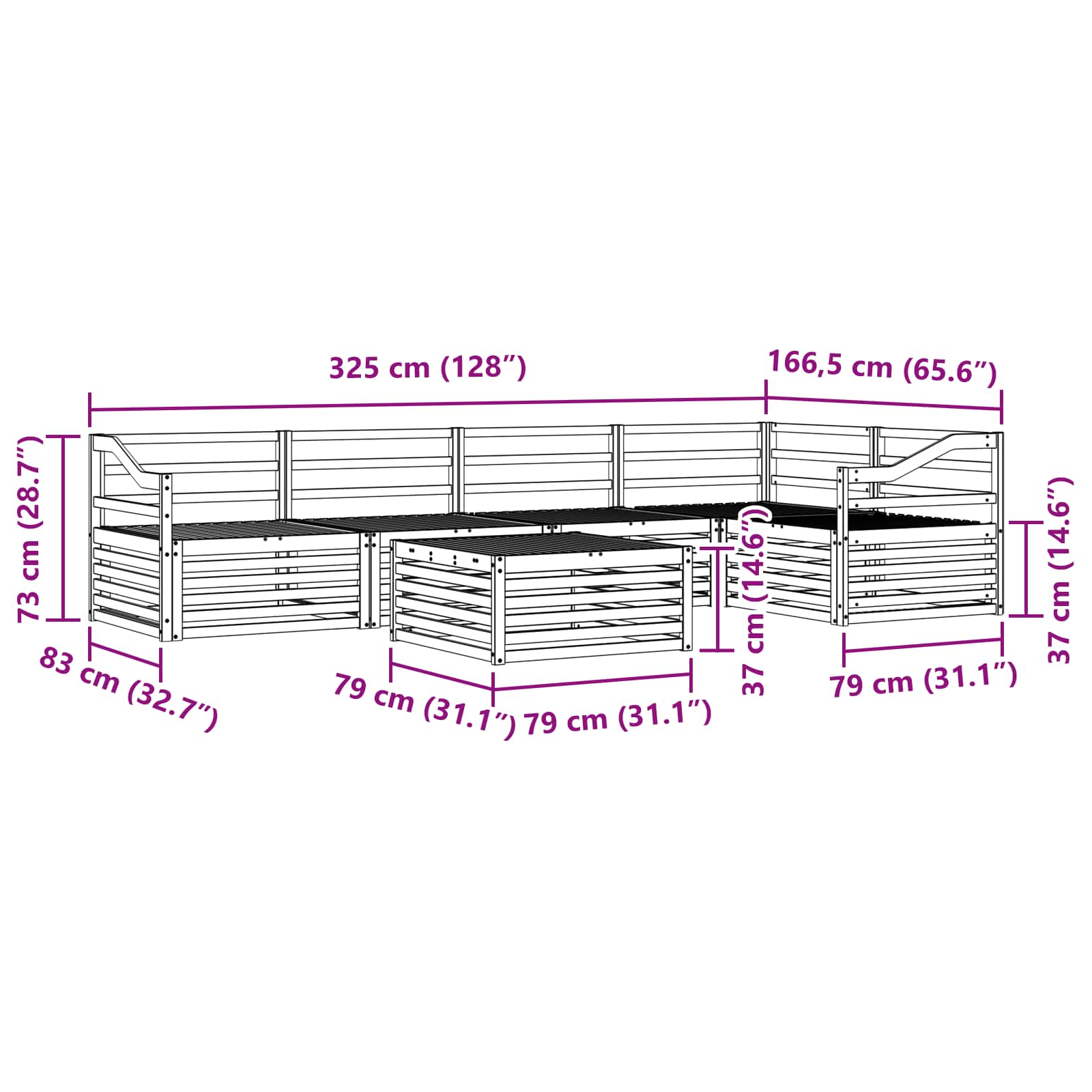 Ensemble de canapés d'extérieur 6 pcs Naturel - XIOS
