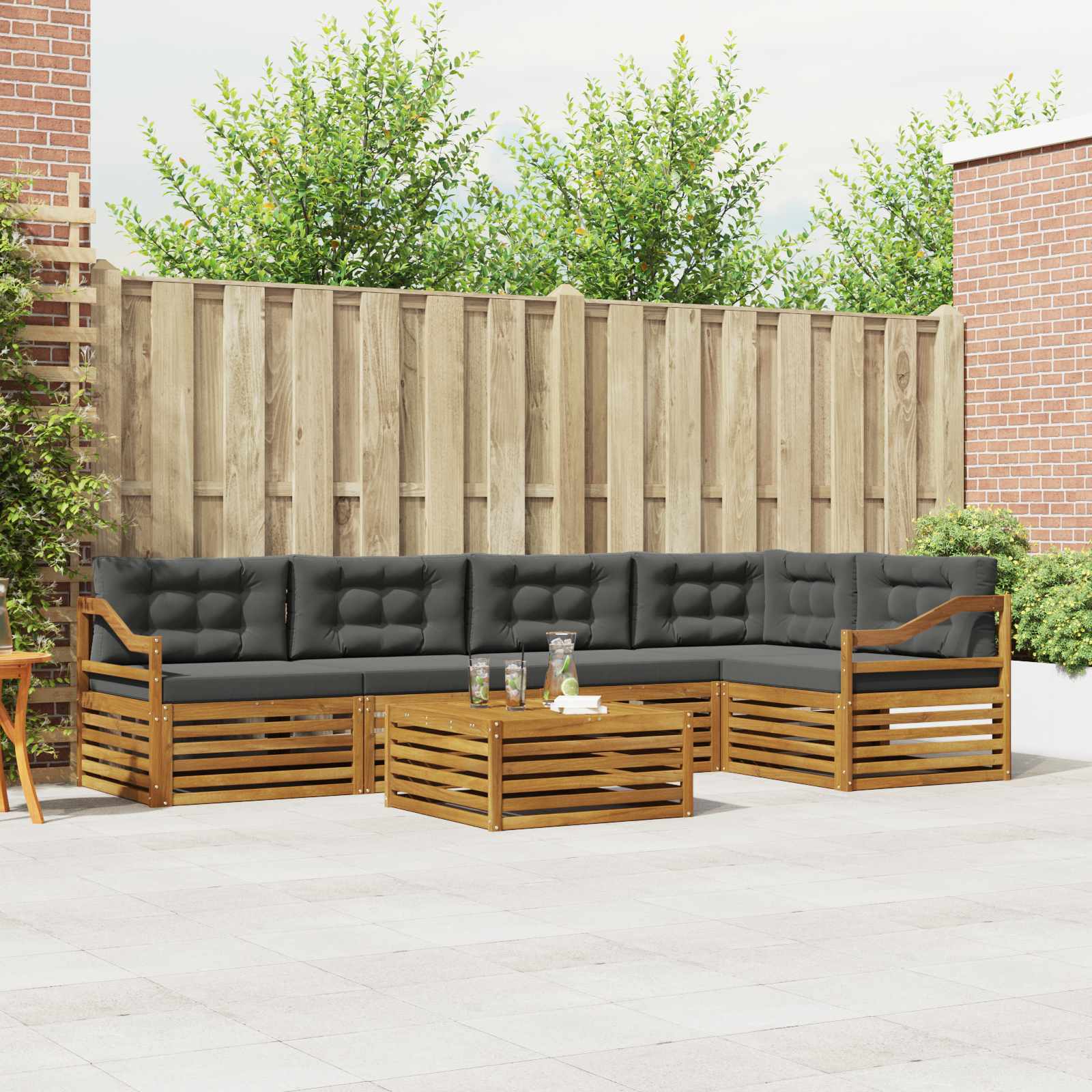 Ensemble de canapés d'extérieur 6 pcs Naturel et Anthracite - XIOS