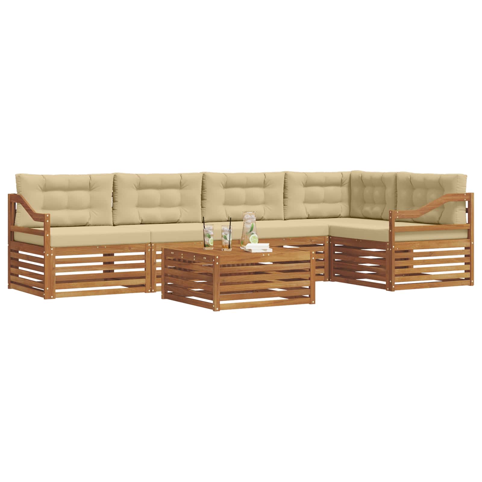 Ensemble de canapés d'extérieur 6 pcs Naturel et Beige - XIOS