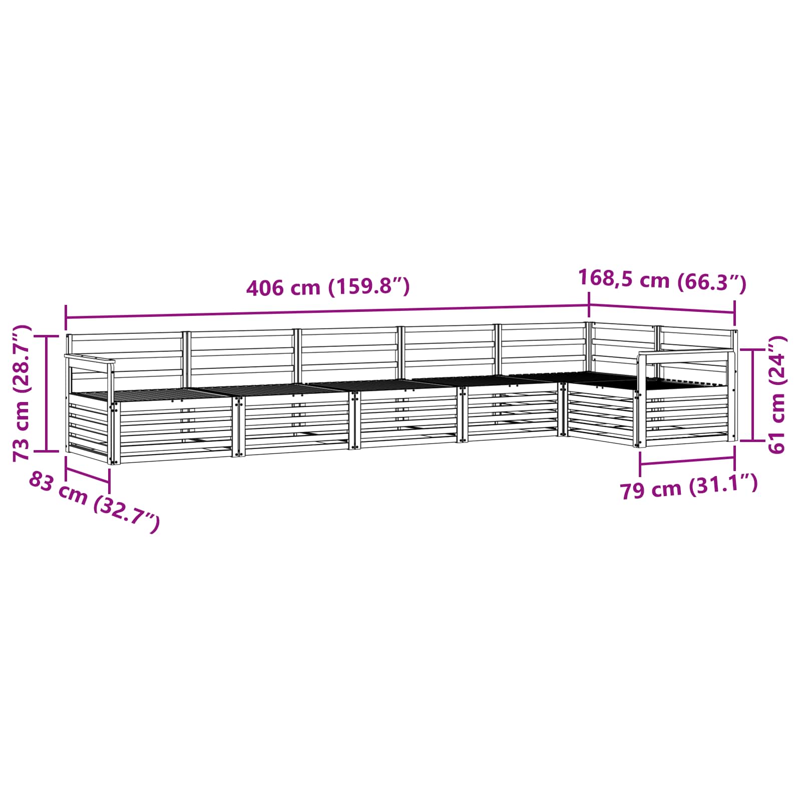 Ensemble de canapés d'extérieur 6 pcs Naturel - XIOS