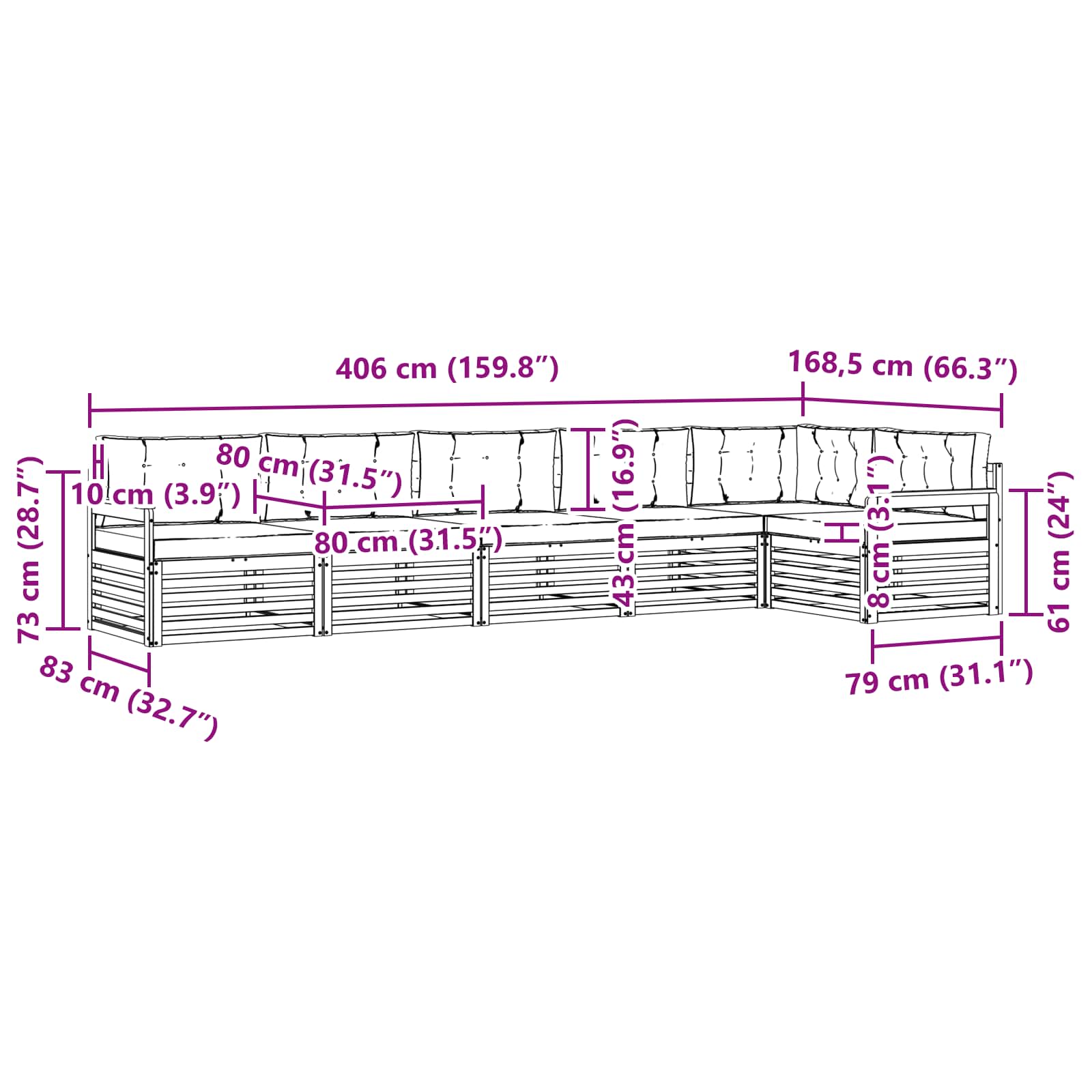 Ensemble de canapés d'extérieur 6 pcs Gris Naturel et Clair - XIOS