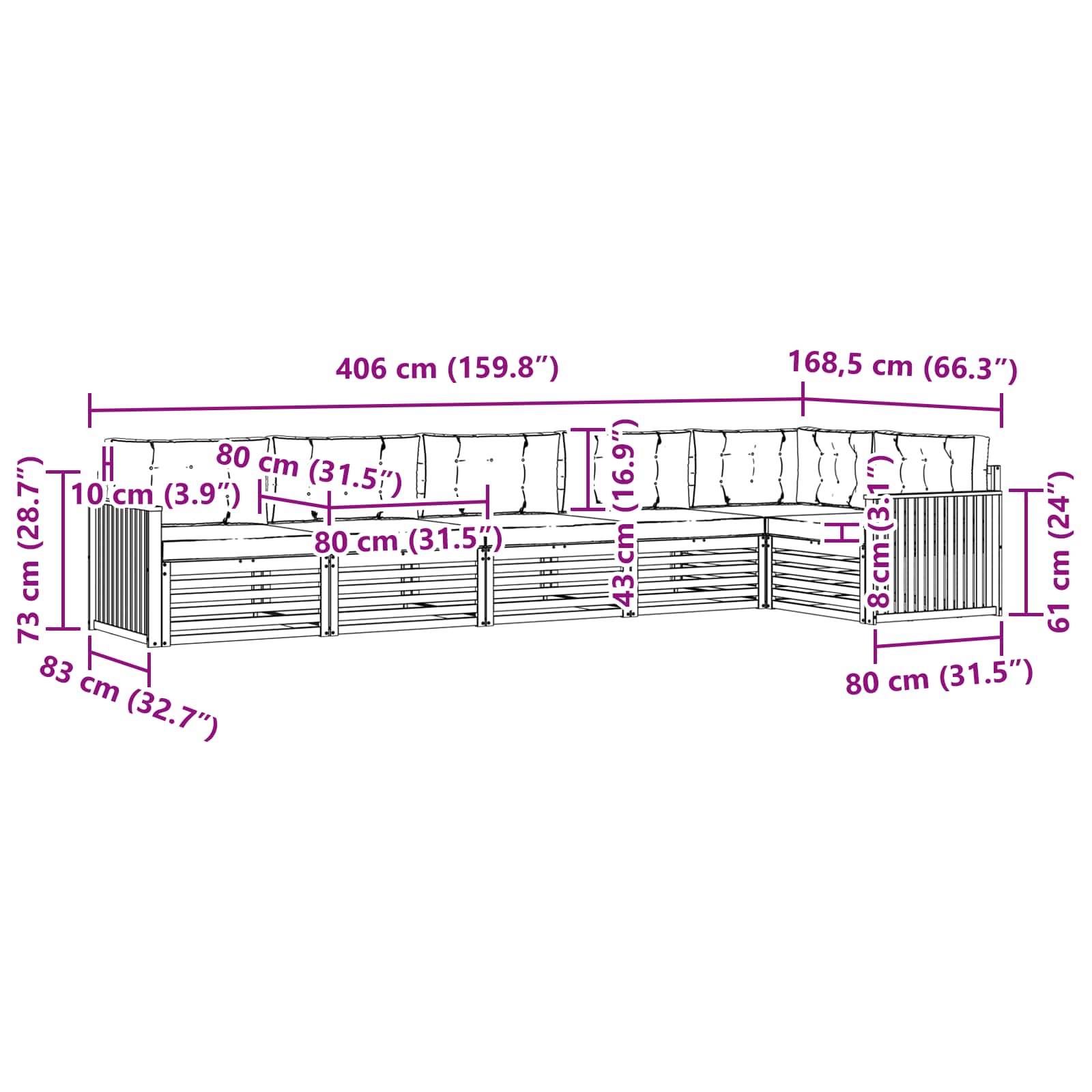 Ensemble de canapés d'extérieur 6 pcs Naturel et Anthracite - XIOS
