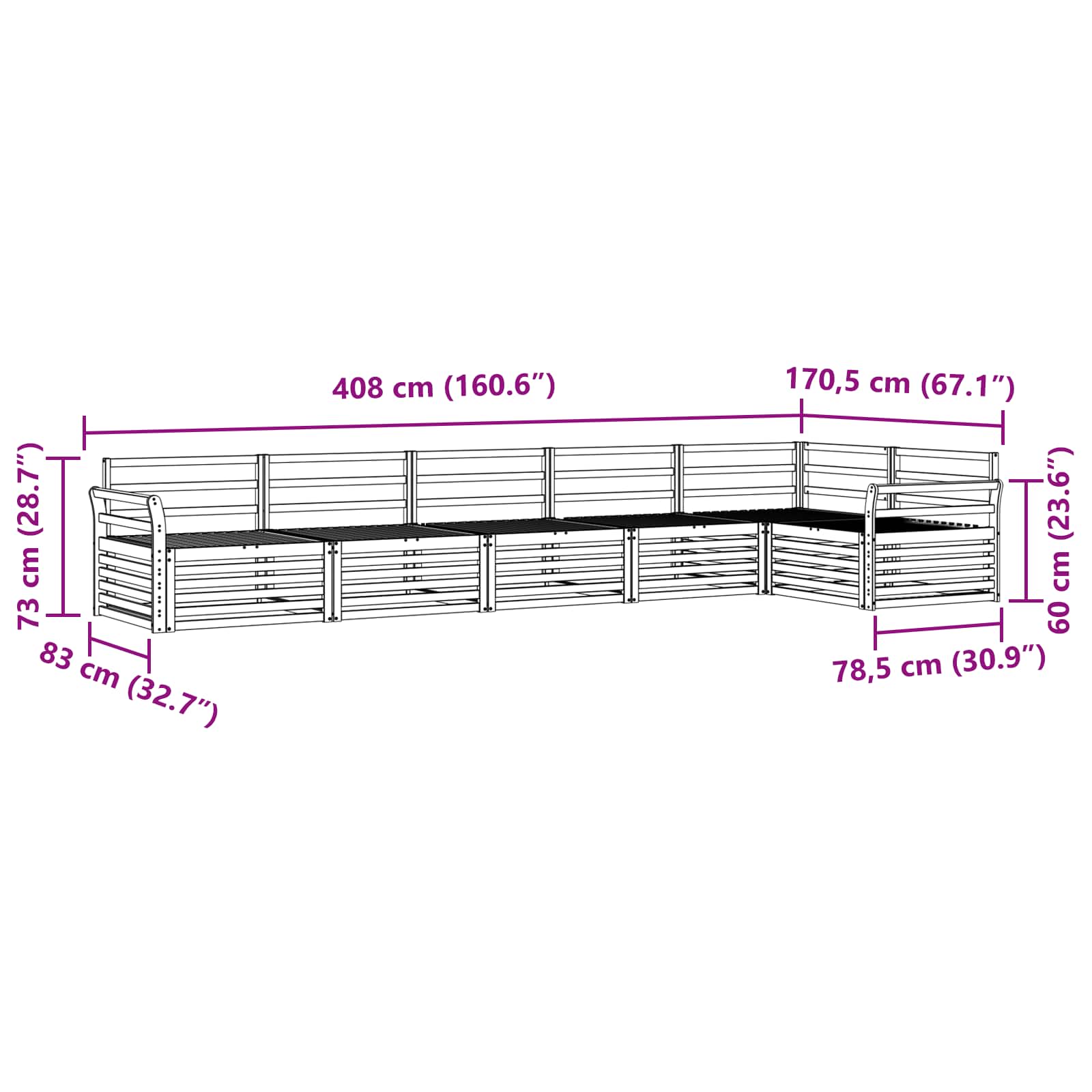 Ensemble de canapés d'extérieur 6 pcs Naturel - XIOS