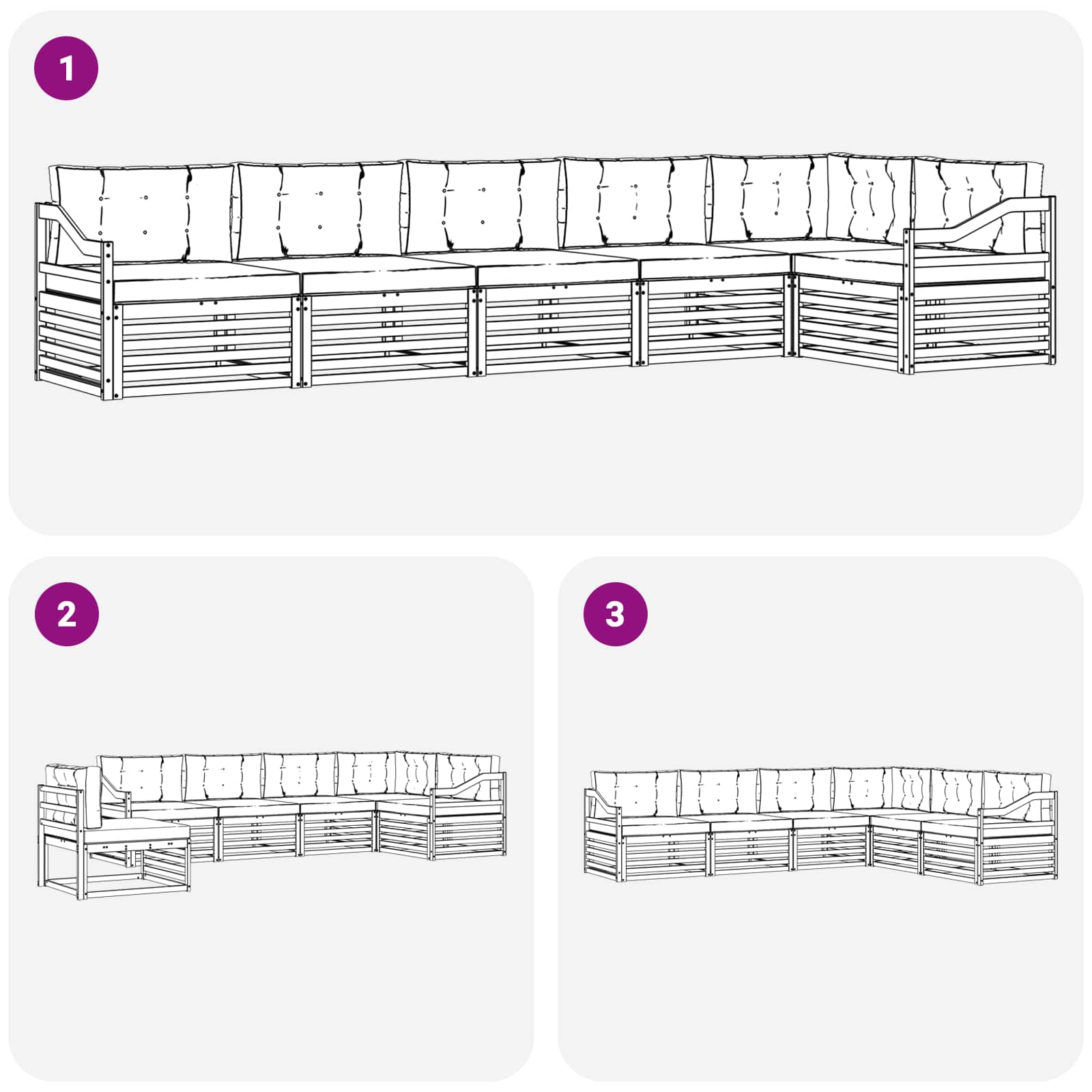 Ensemble de canapés d'extérieur 6 pcs Naturel et Beige - XIOS