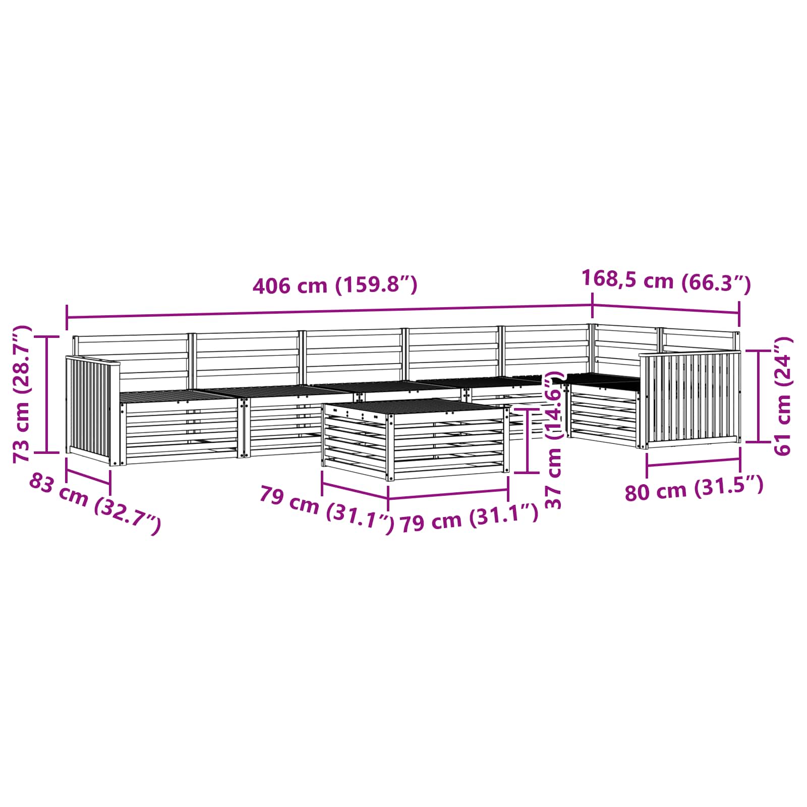 Ensemble de canapés d'extérieur 7 pcs Naturel - XIOS