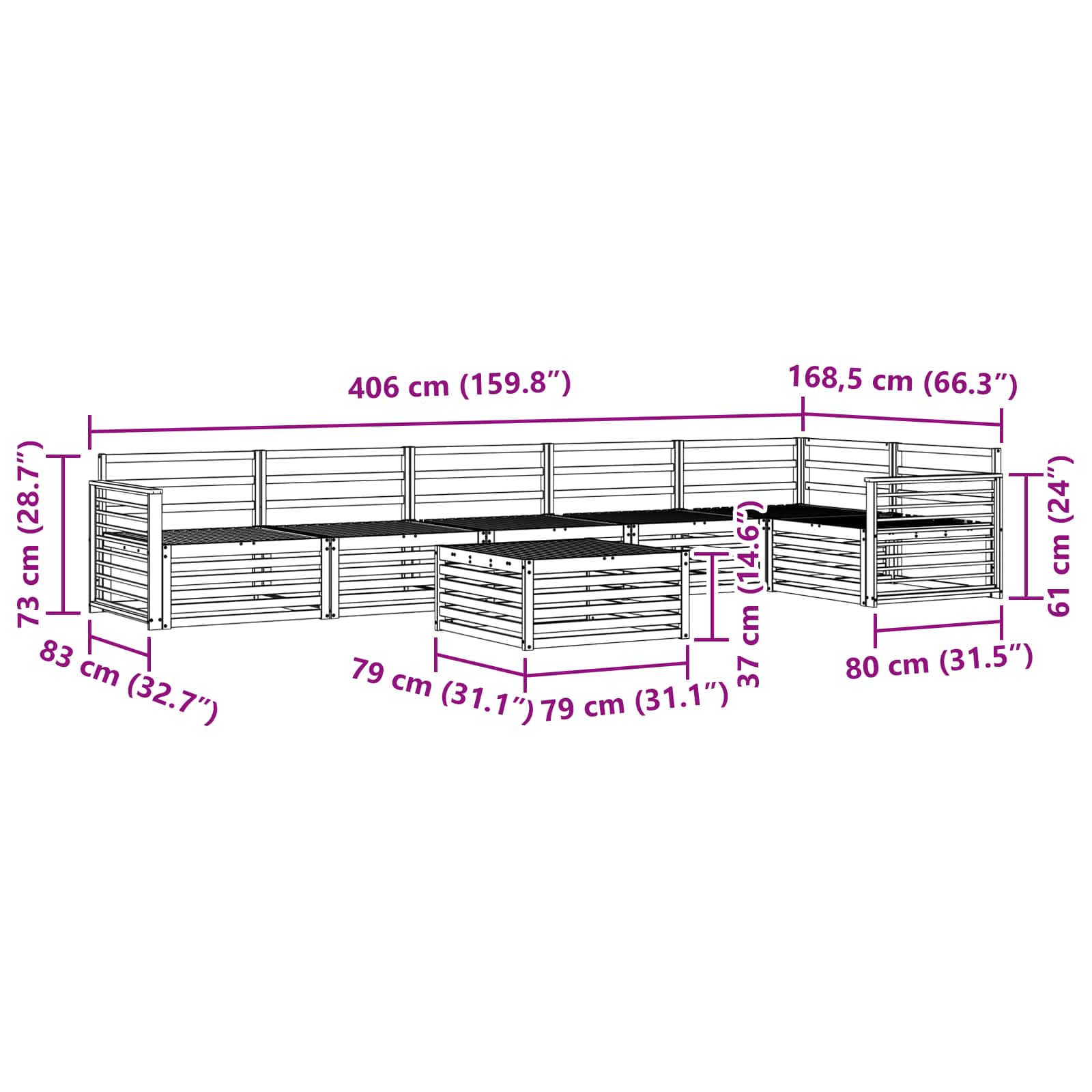 Ensemble de canapés d'extérieur 7 pcs Naturel - XIOS