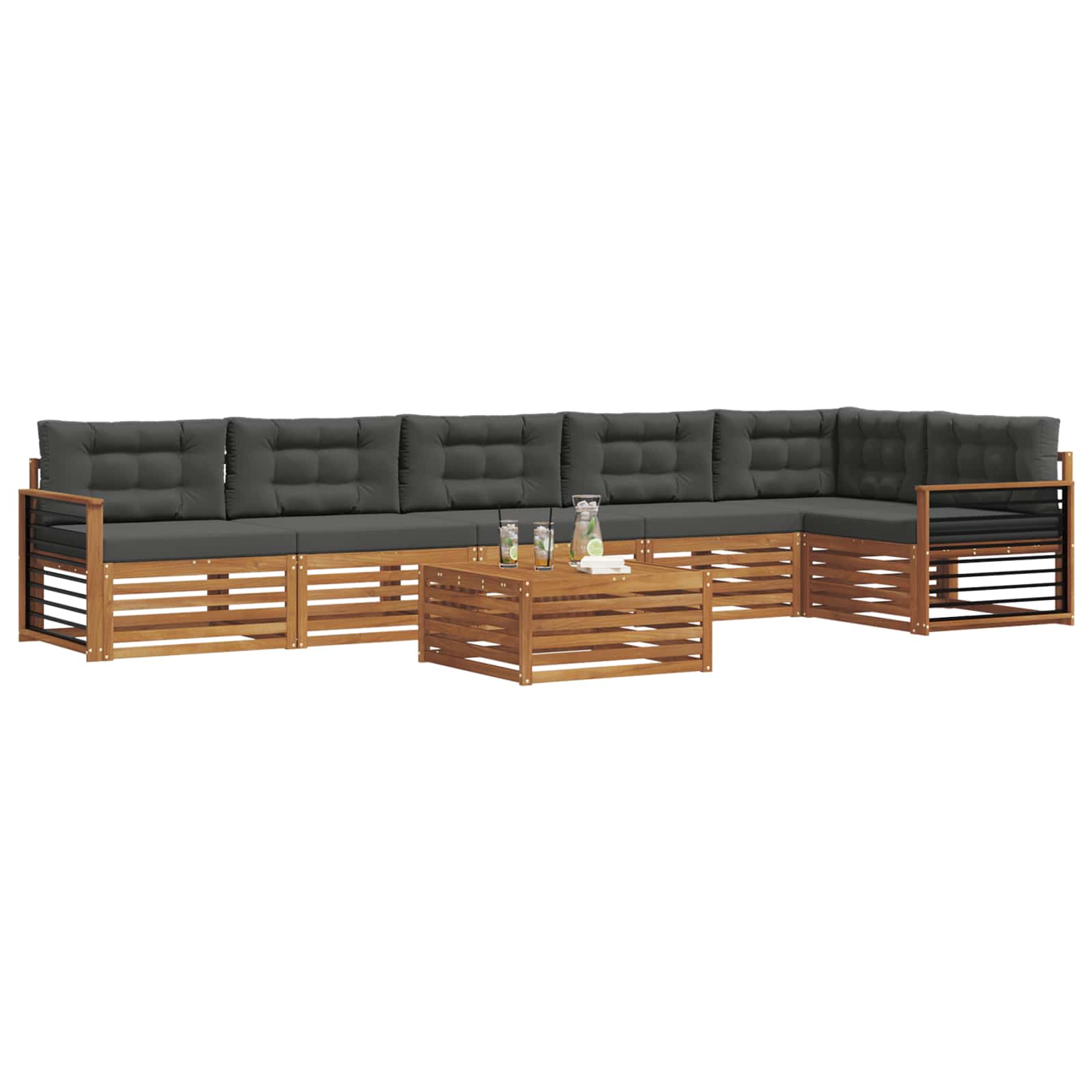 Ensemble de canapés d'extérieur 7 pcs Naturel et Anthracite - XIOS