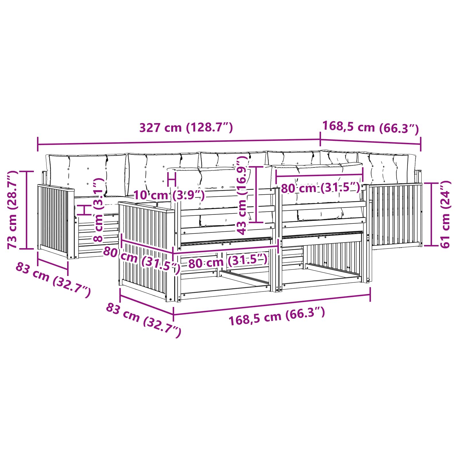Ensemble de canapés d'extérieur 7 pcs Naturel et Beige - XIOS