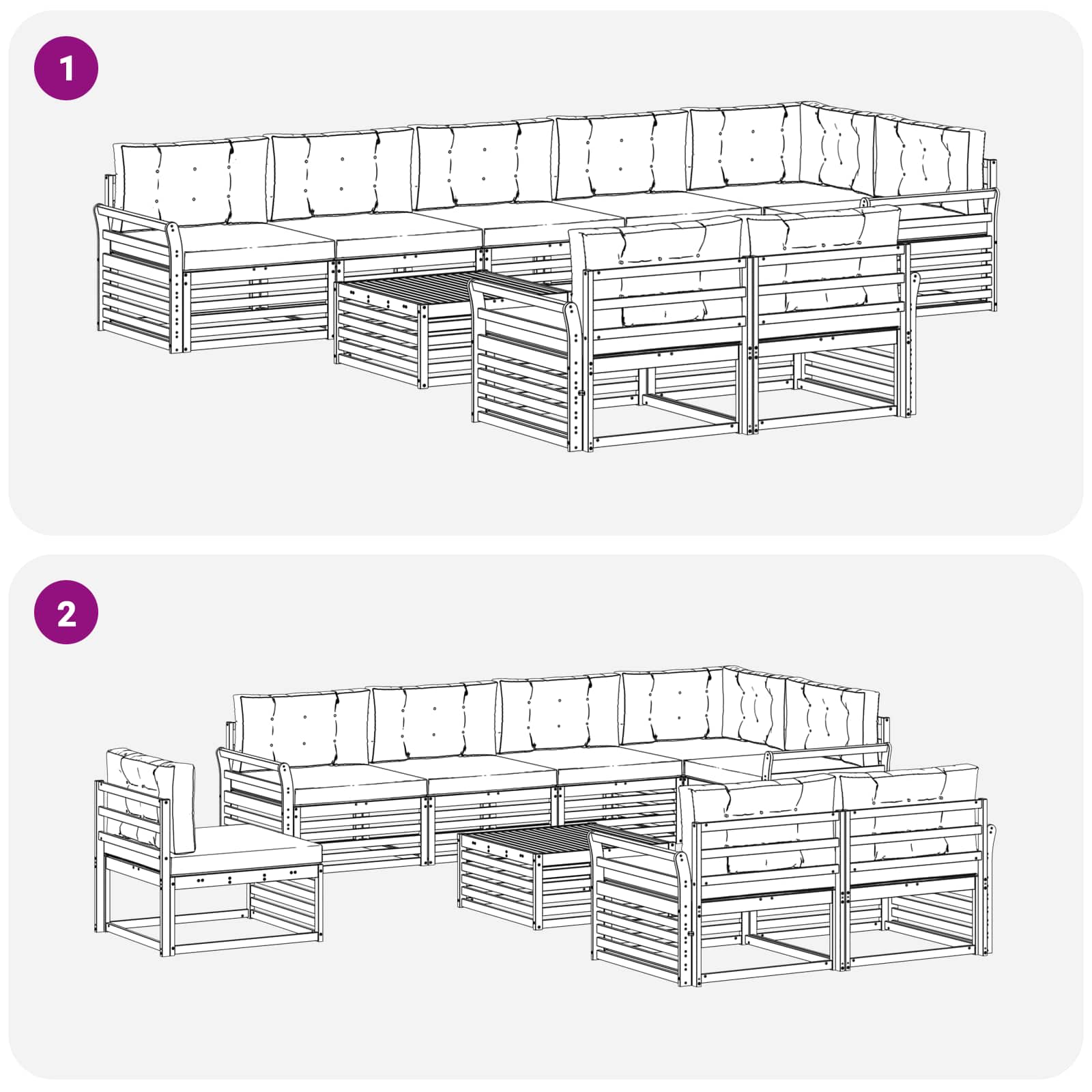 Ensemble de canapés d'extérieur 9 pcs Naturel et Beige - XIOS