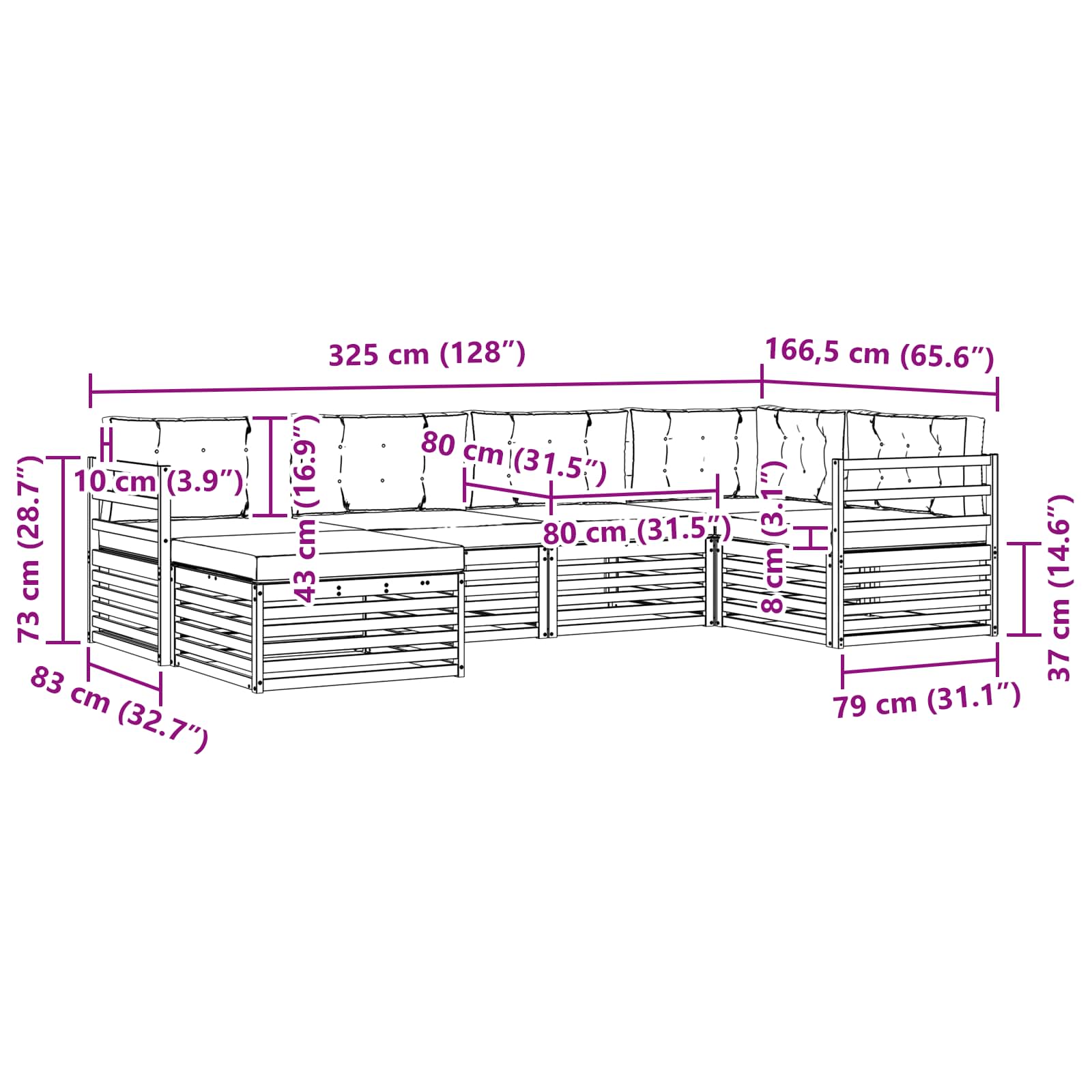 Ensemble de canapés d'extérieur 6 pcs Gris Naturel et Clair - XIOS