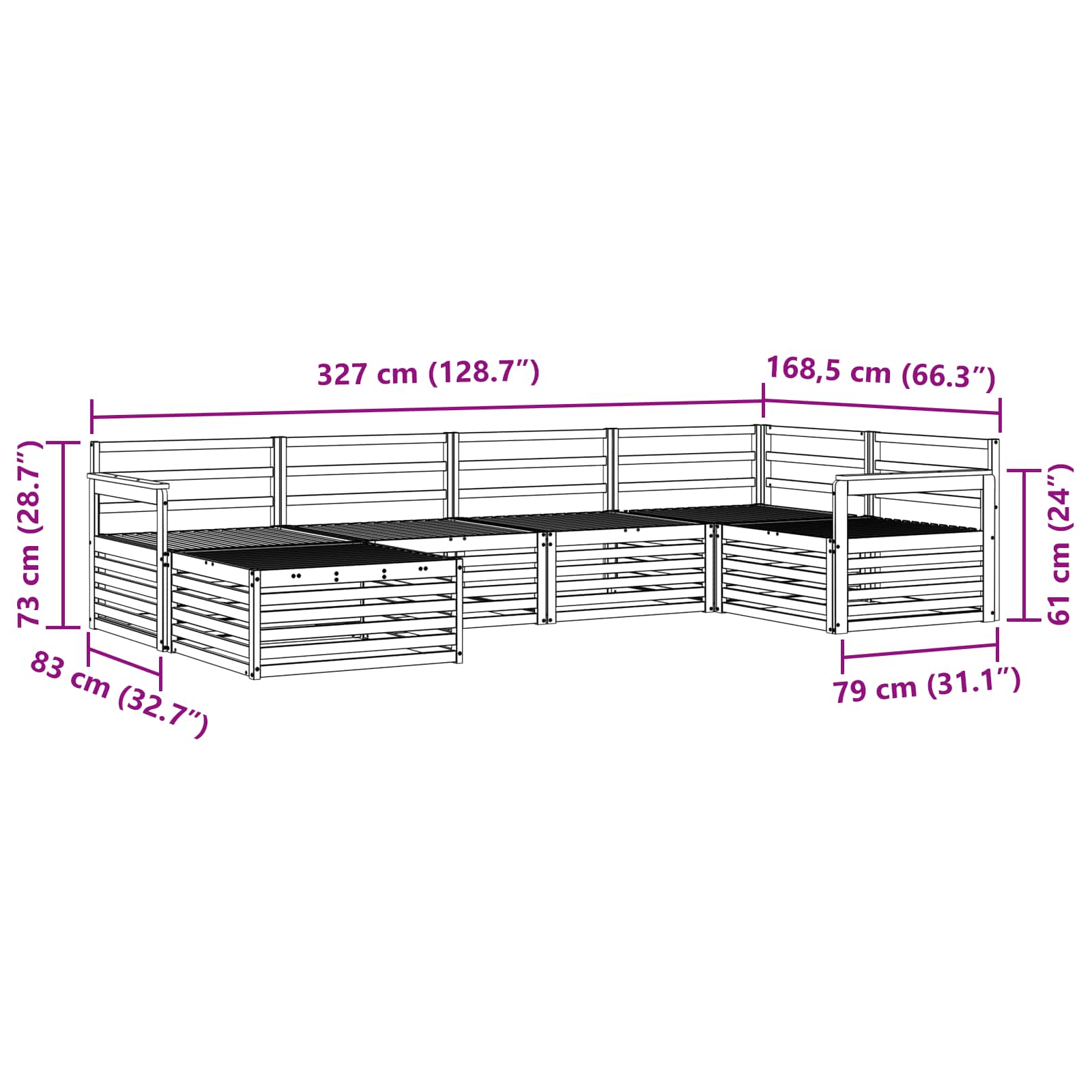 Ensemble de canapés d'extérieur 6 pcs Naturel - XIOS
