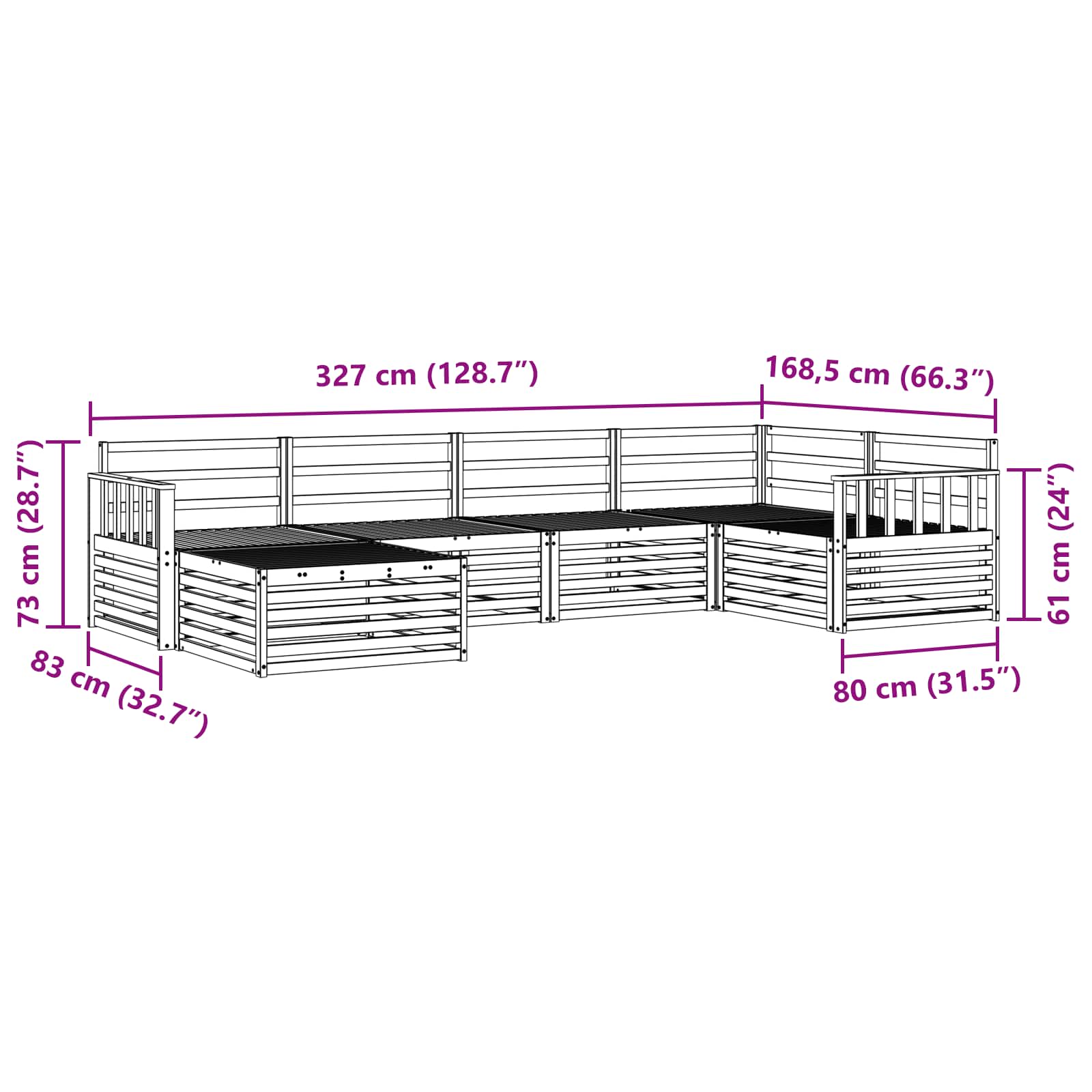 Ensemble de canapés d'extérieur 6 pcs Naturel - XIOS
