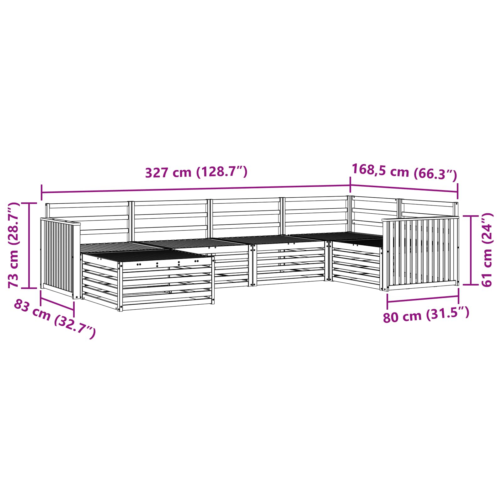 Ensemble de canapés d'extérieur 6 pcs Naturel - XIOS
