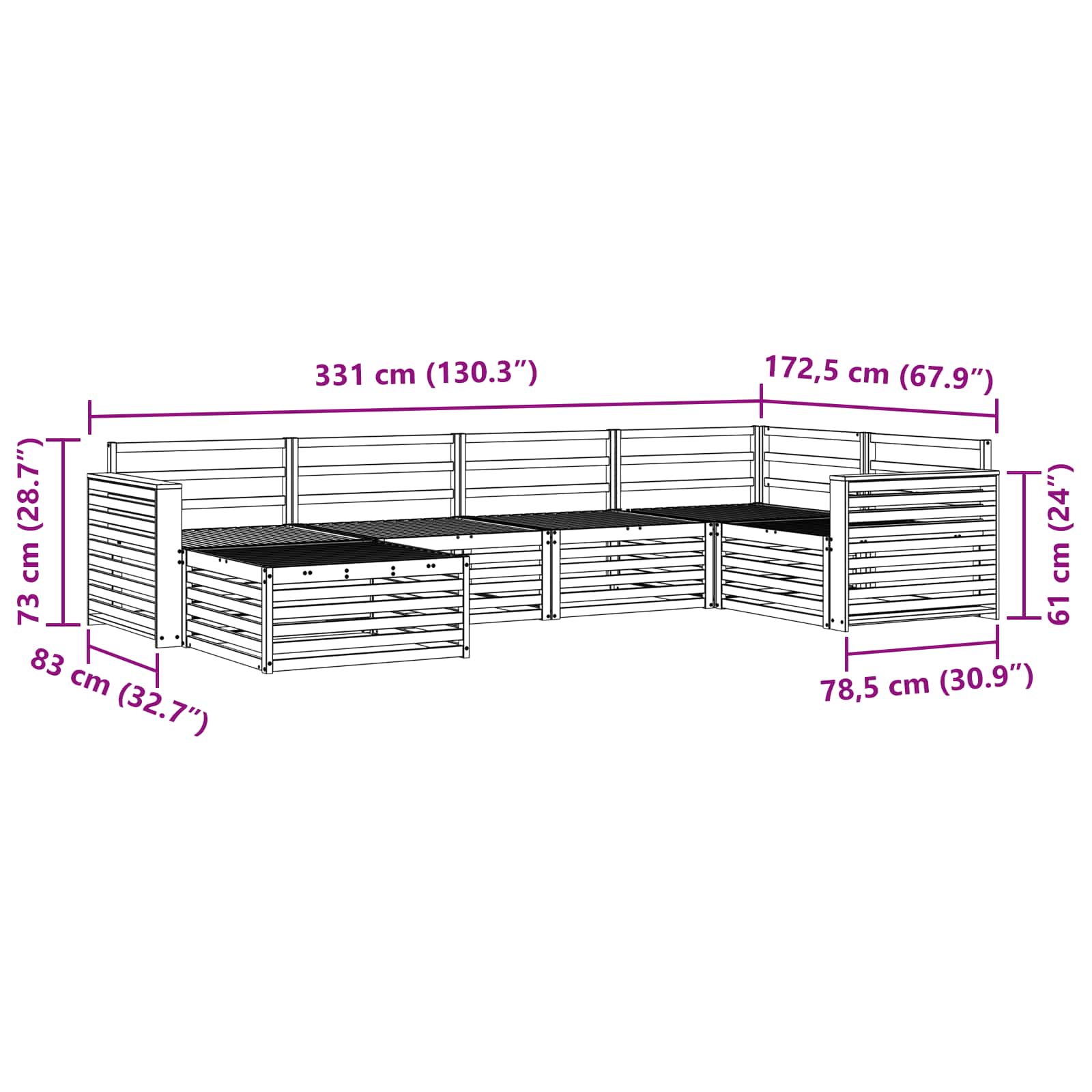 Ensemble de canapés d'extérieur 6 pcs Naturel - XIOS