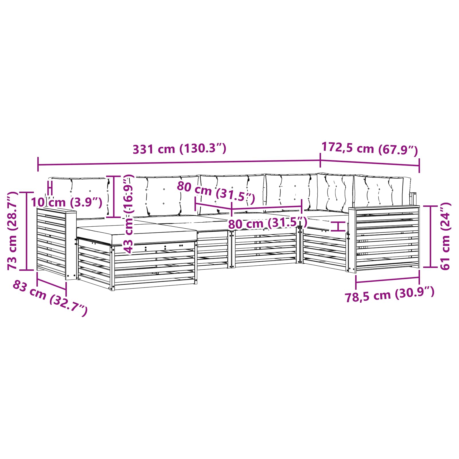 Ensemble de canapés d'extérieur 6 pcs Naturel et Anthracite - XIOS