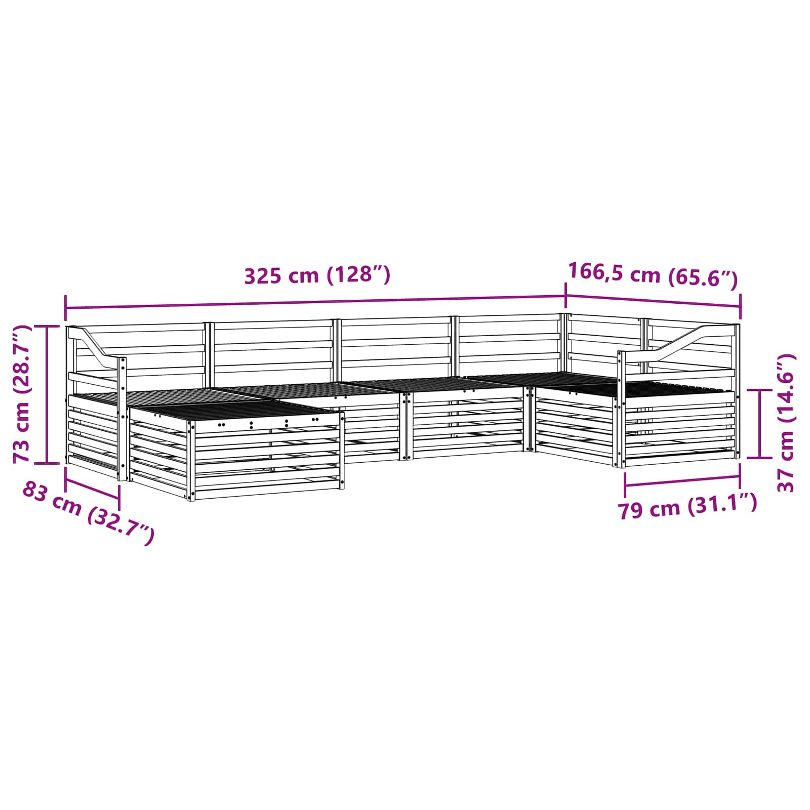Ensemble de canapés d'extérieur 6 pcs Naturel - XIOS