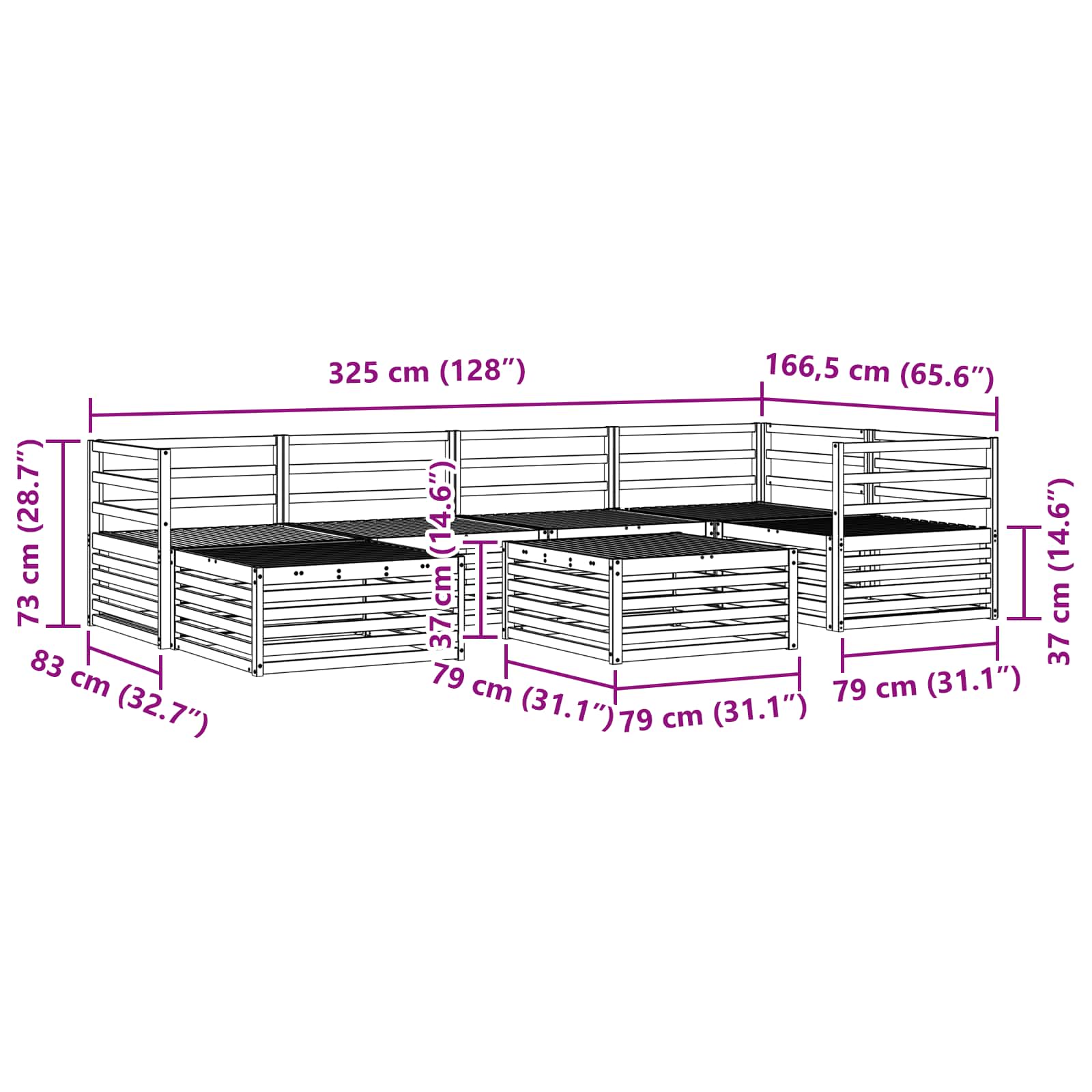 Ensemble de canapés d'extérieur 7 pcs Naturel - XIOS