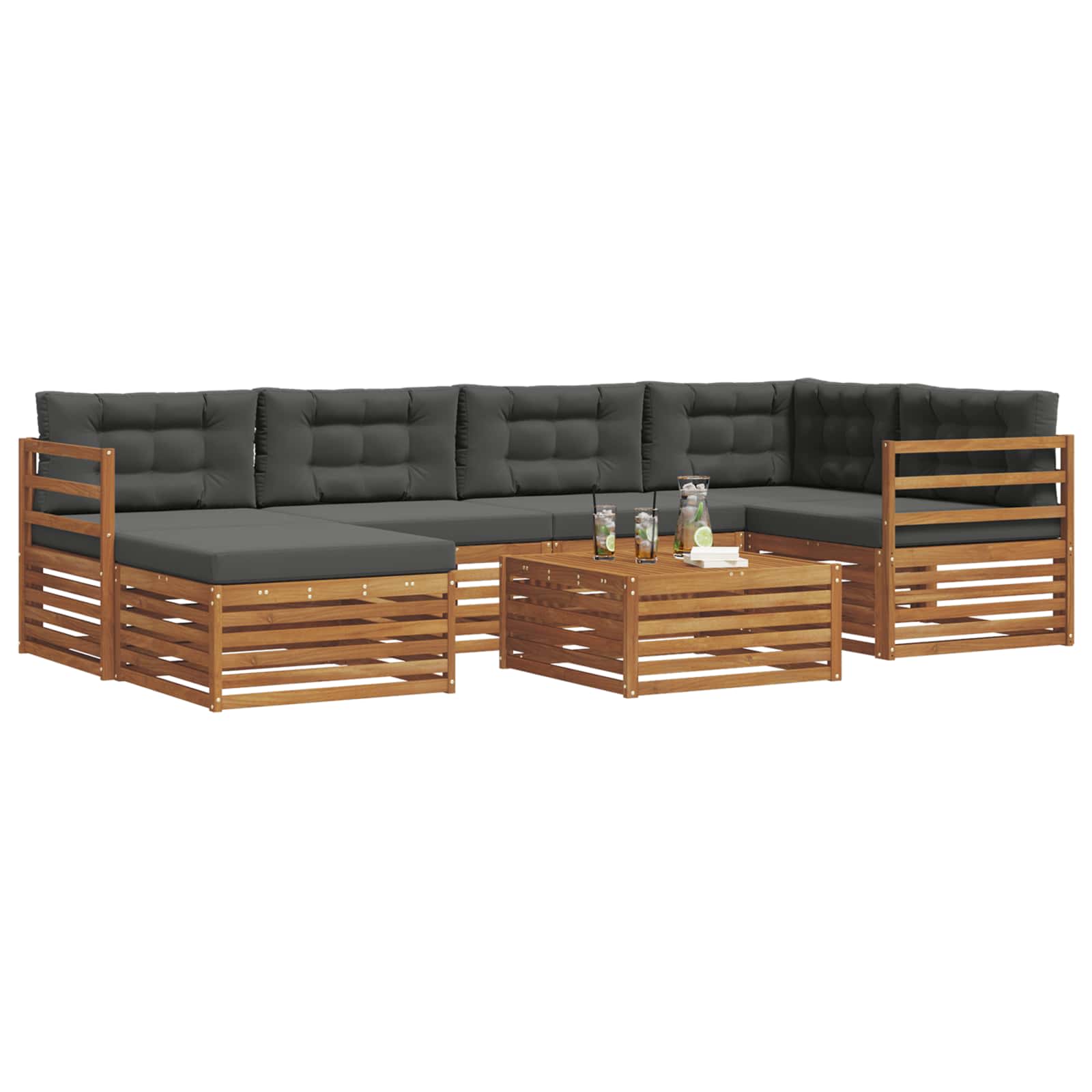 Ensemble de canapés d'extérieur 7 pcs Naturel et Anthracite - XIOS