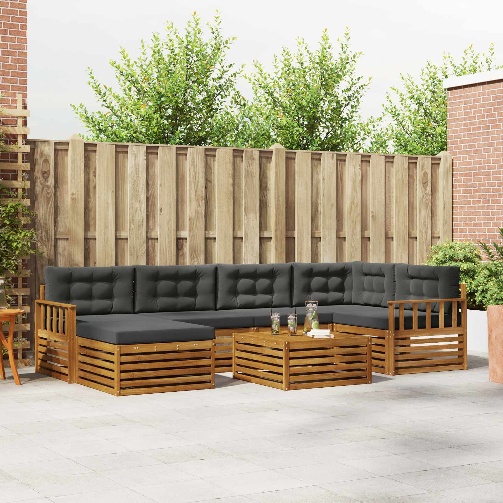 Ensemble de canapés d'extérieur 7 pcs Naturel et Anthracite - XIOS