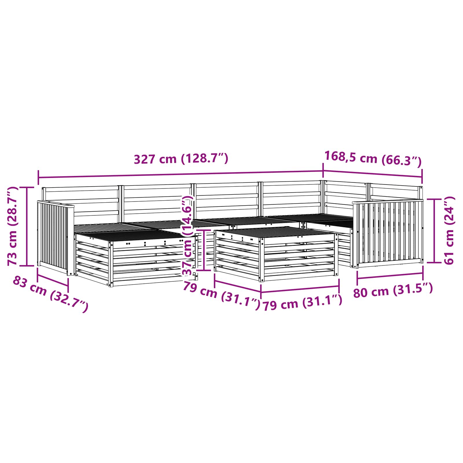 Ensemble de canapés d'extérieur 7 pcs Naturel - XIOS