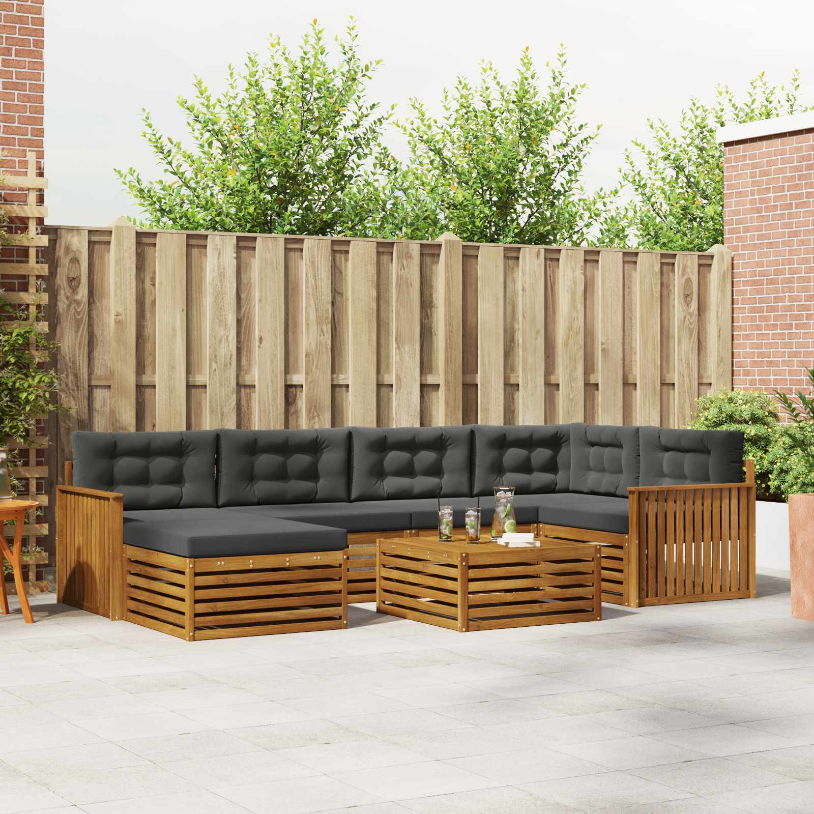 Ensemble de canapés d'extérieur 7 pcs Naturel et Anthracite - XIOS