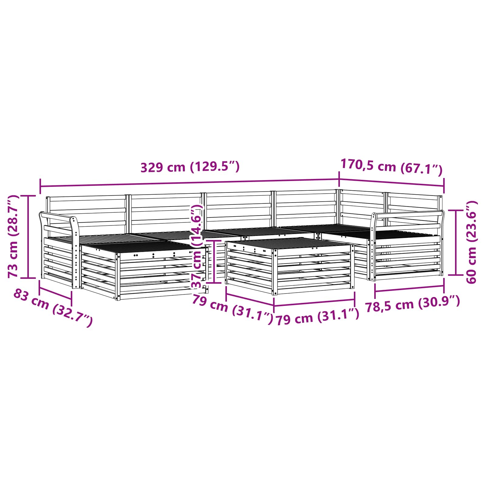 Ensemble de canapés d'extérieur 7 pcs Naturel - XIOS