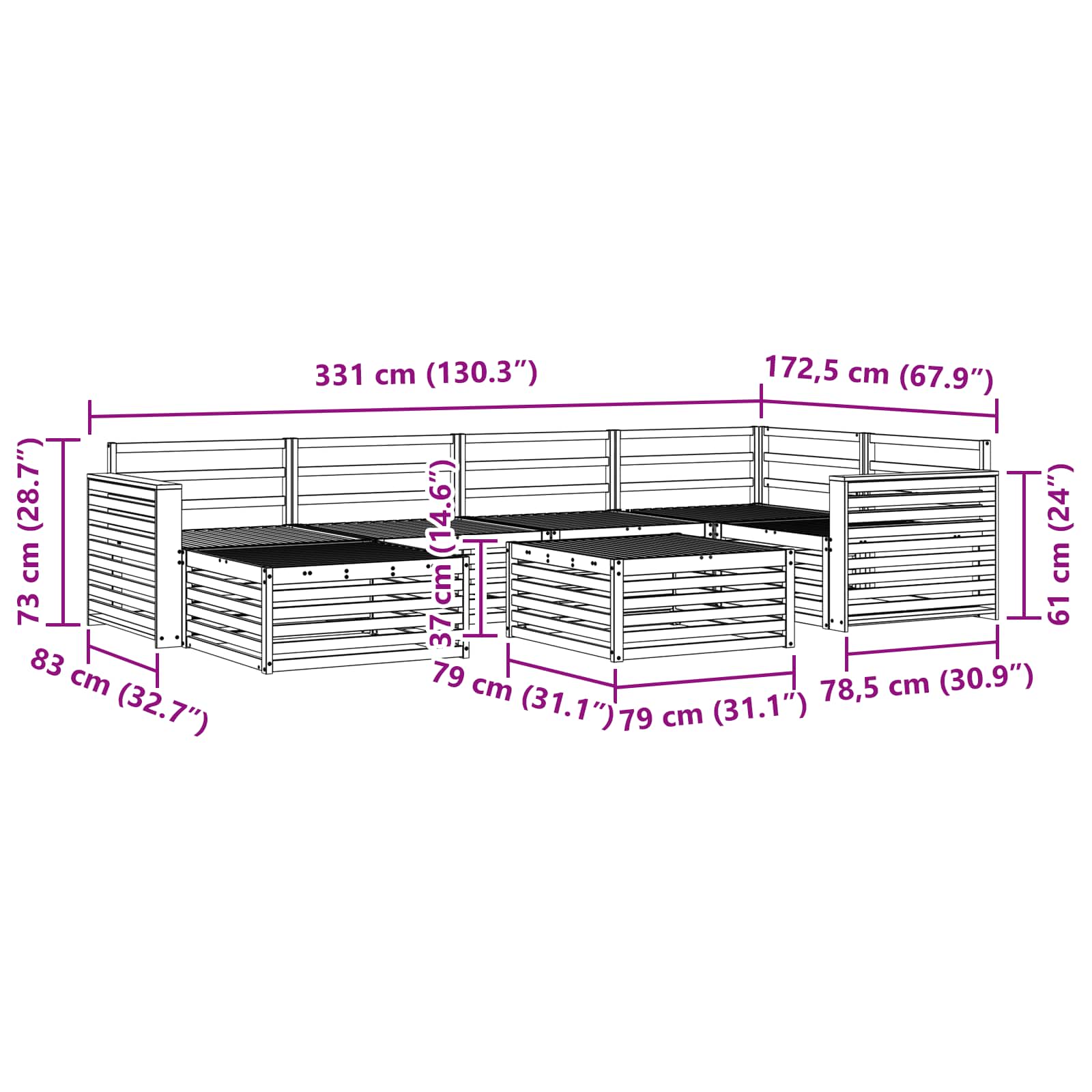 Ensemble de canapés d'extérieur 7 pcs Naturel - XIOS