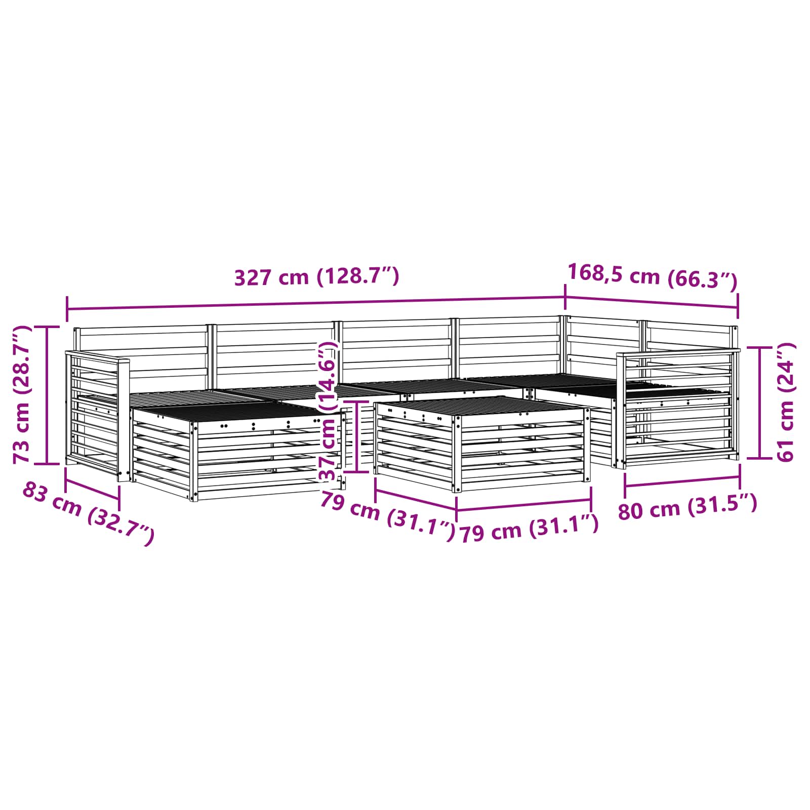 Ensemble de canapés d'extérieur 7 pcs Naturel - XIOS