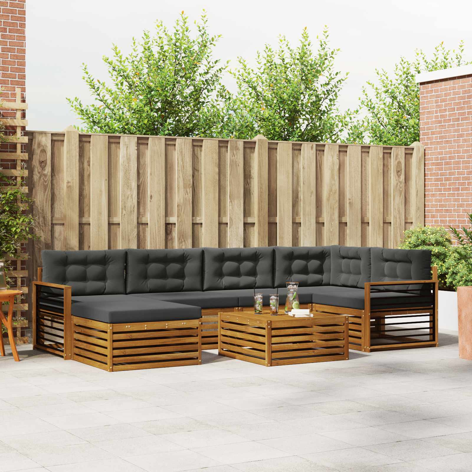 Ensemble de canapés d'extérieur 7 pcs Naturel et Anthracite - XIOS