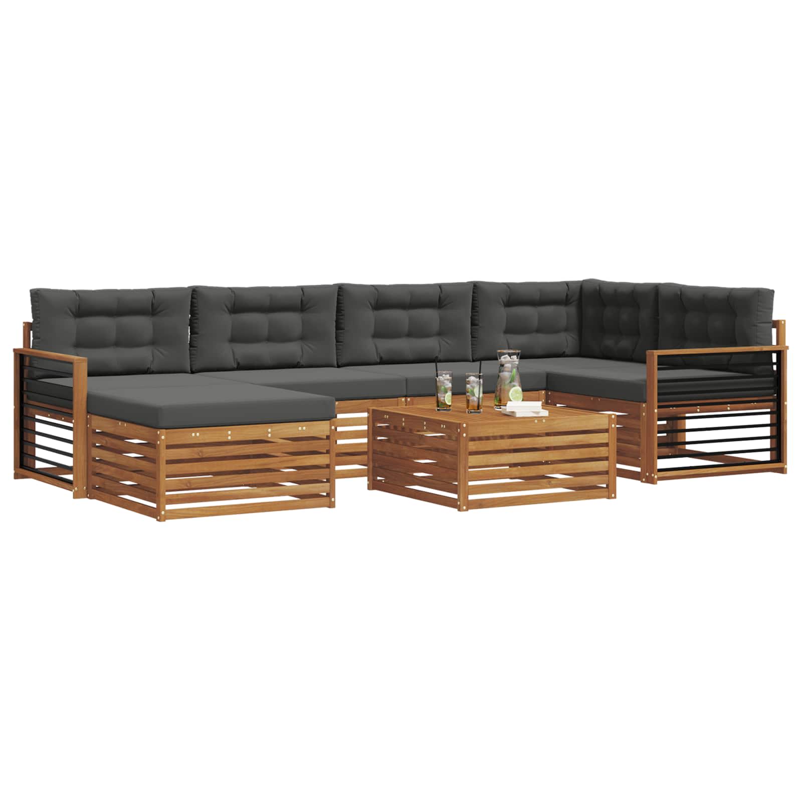 Ensemble de canapés d'extérieur 7 pcs Naturel et Anthracite - XIOS
