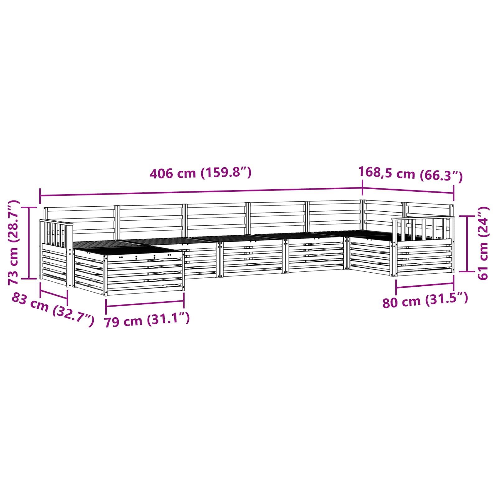 Ensemble de canapés d'extérieur 7 pcs Naturel - XIOS