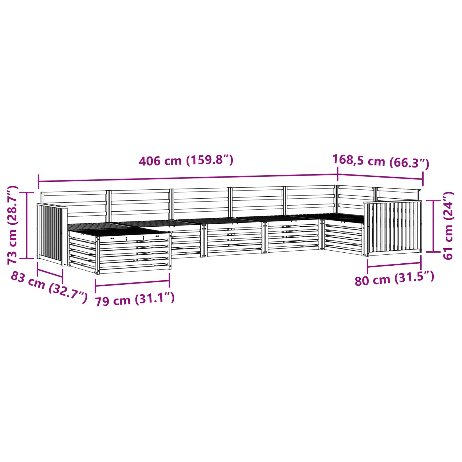 Ensemble de canapés d'extérieur 7 pcs Naturel - XIOS