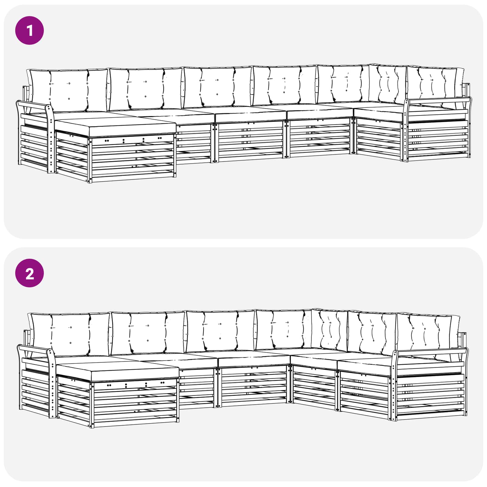 Ensemble de canapés d'extérieur 7 pcs Naturel et Anthracite - XIOS