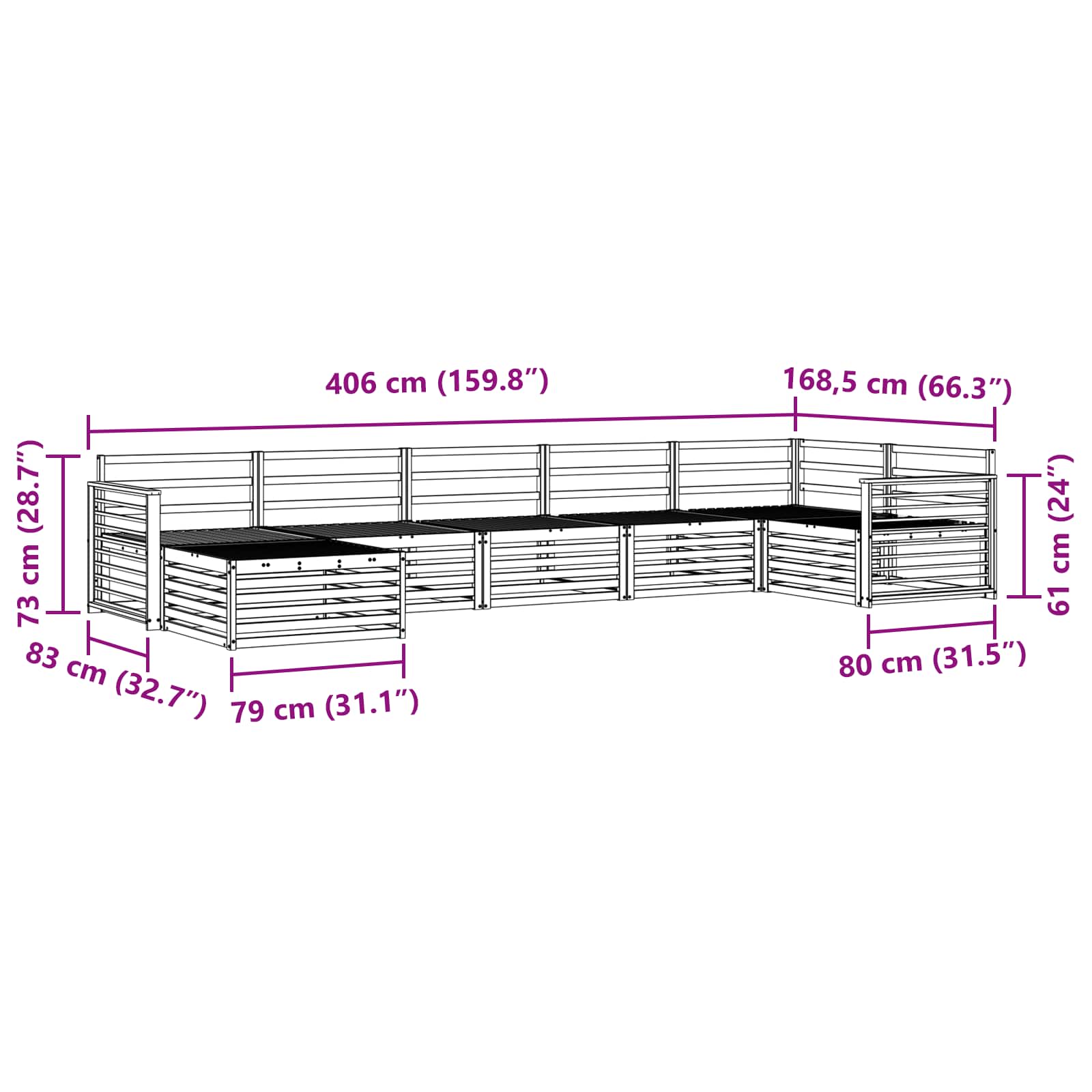 Ensemble de canapés d'extérieur 7 pcs Naturel - XIOS