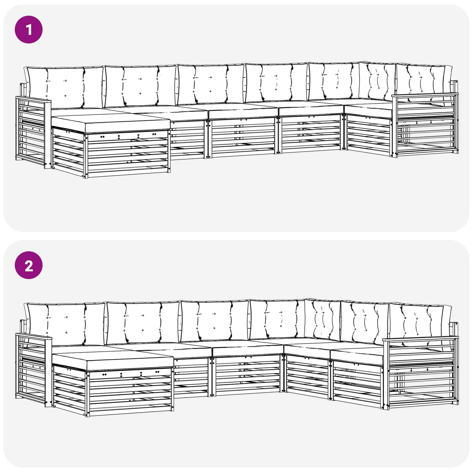 Ensembles de canapés avec coussin 7 pcs Naturel et Anthracite - XIOS