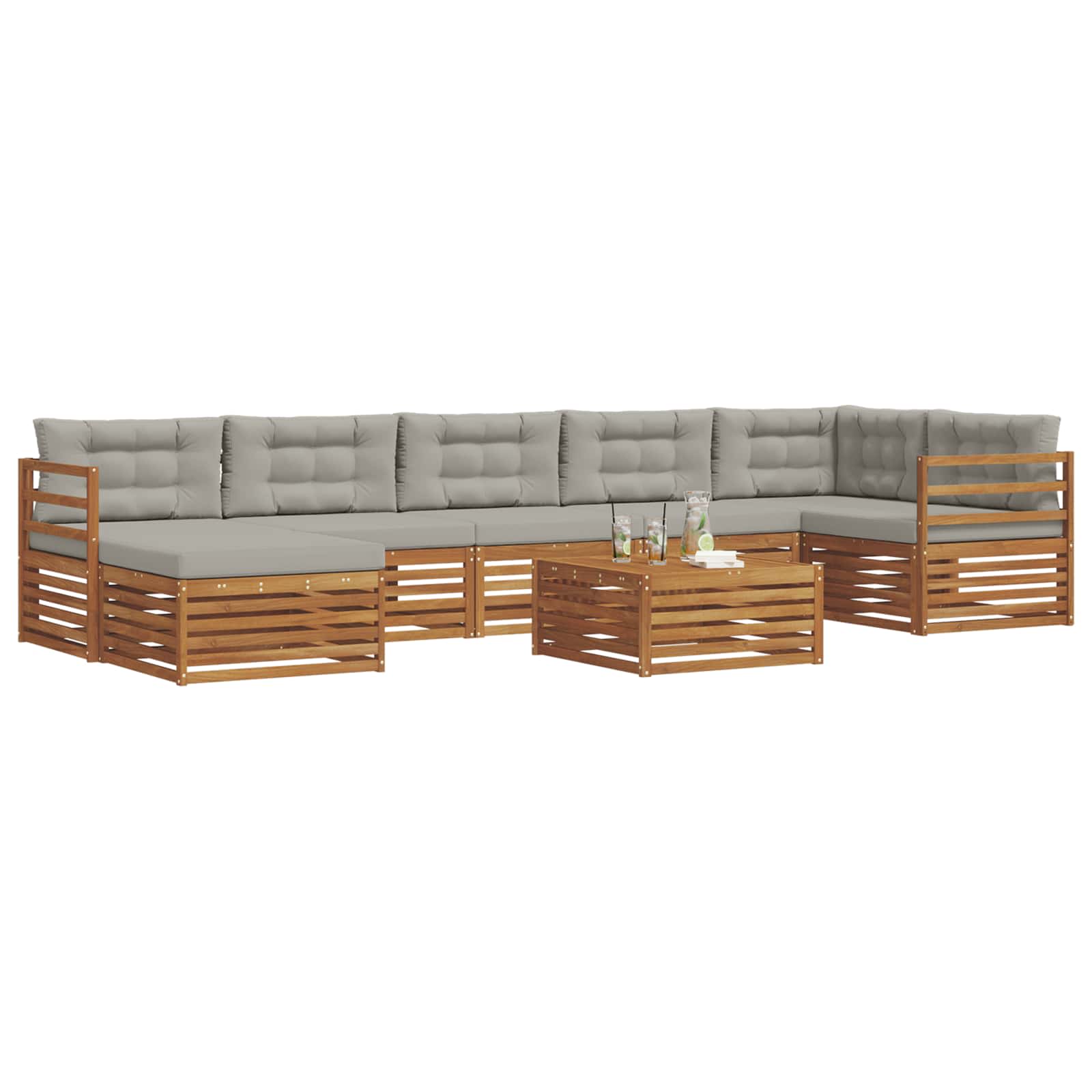 Ensembles de canapés avec coussin 8 pcs Gris Naturel et Clair - XIOS