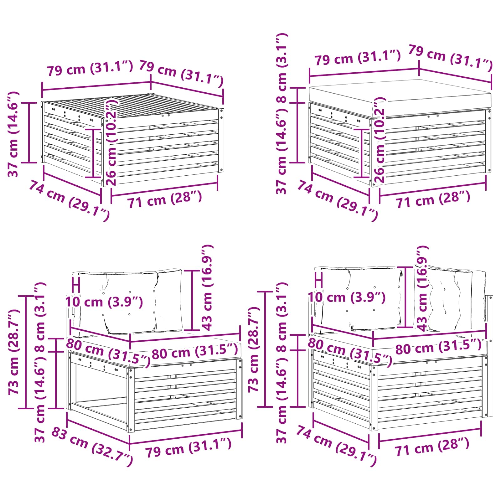 Ensembles de canapés avec coussin 8 pcs Gris Naturel et Clair - XIOS