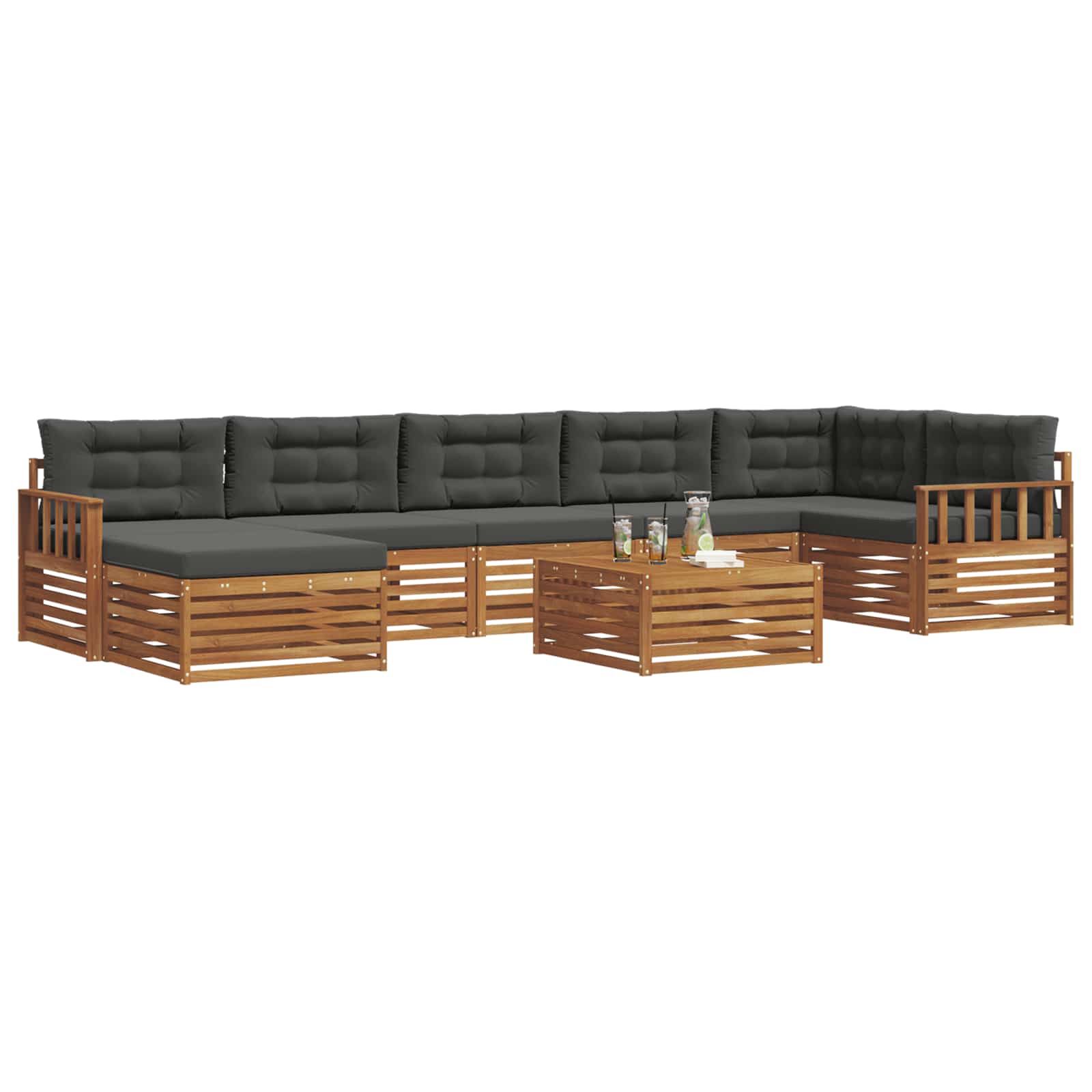 Ensembles de canapés avec coussin 8 pcs Naturel et Anthracite - XIOS