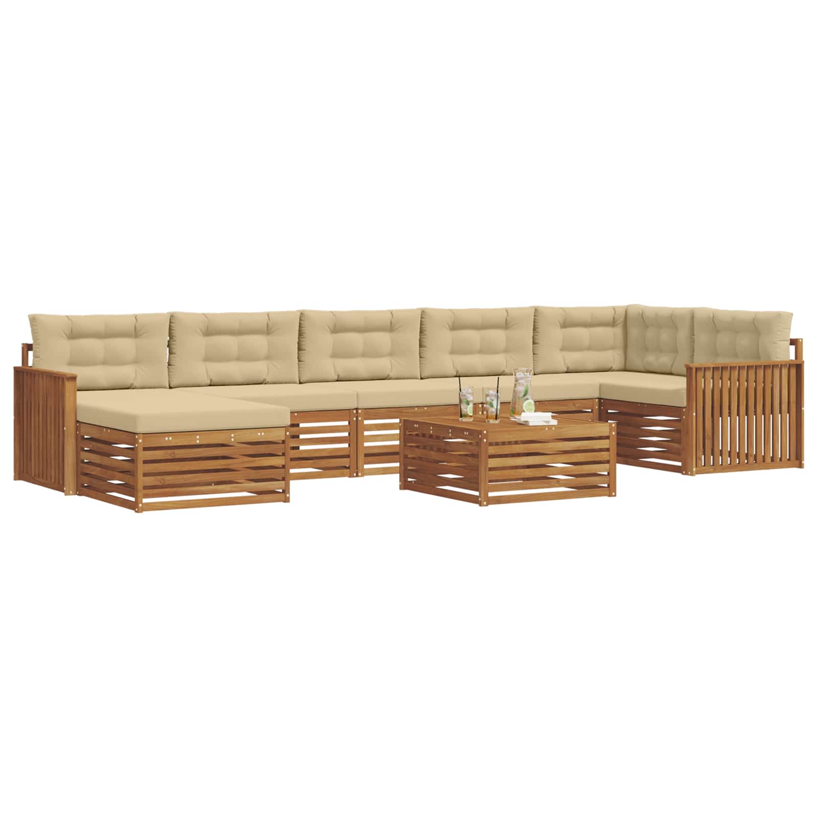 Ensembles de canapés avec coussin 8 pcs Naturel et Beige - XIOS